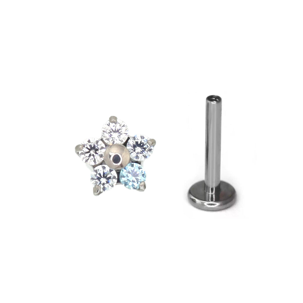 Floral CZ Internally Threaded Titanium Stud ph1