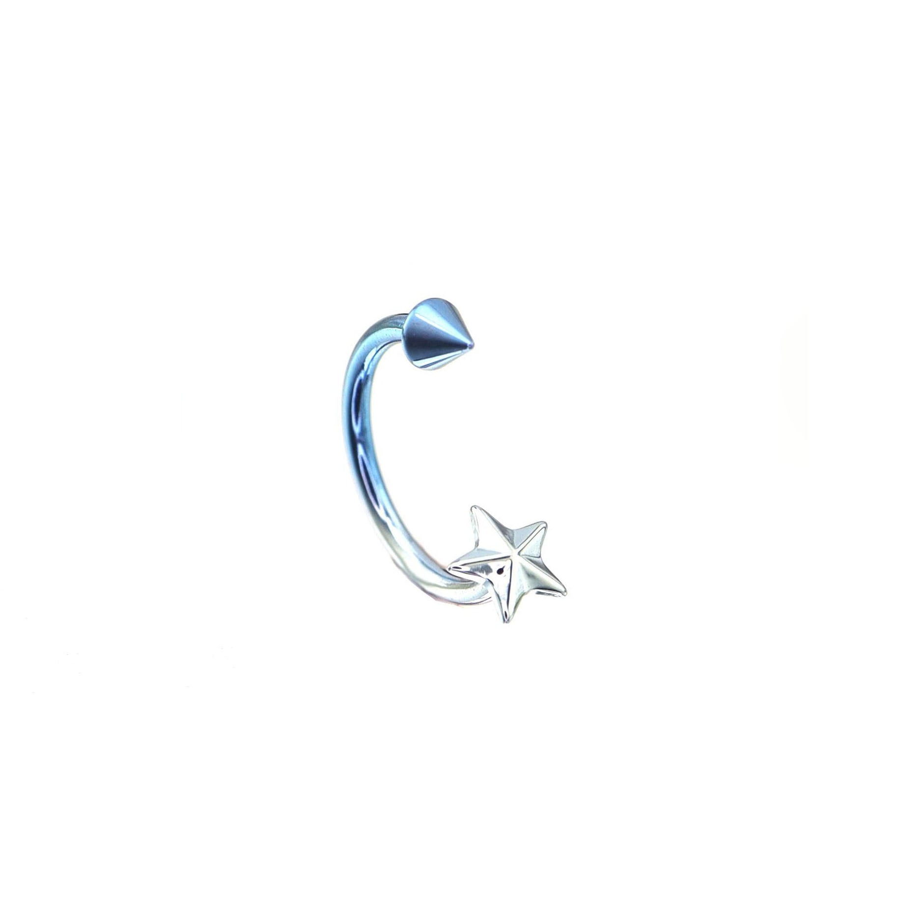3D Star Spike Titanium Horseshoe ring