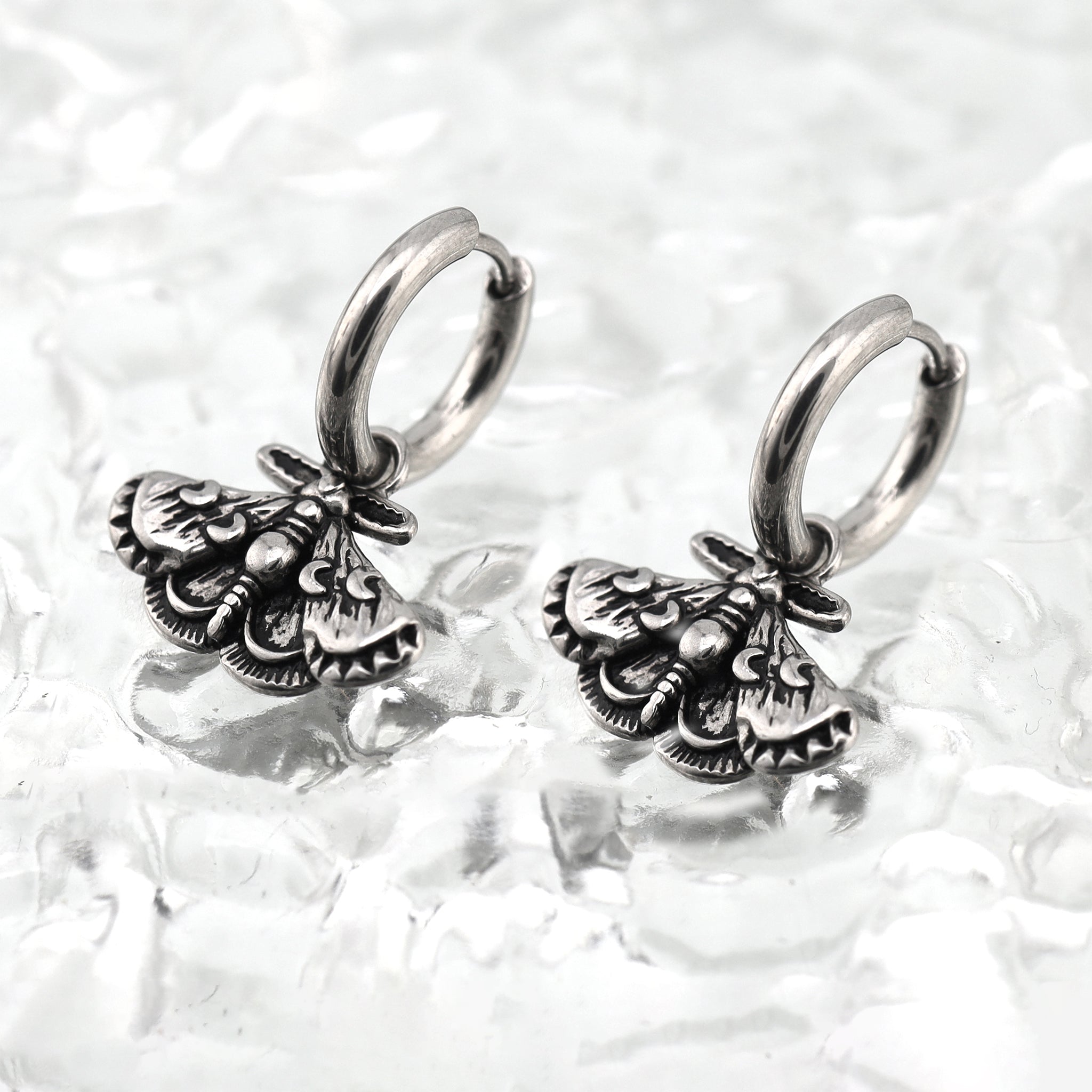 Gothic Moth Insect Pendant tainless steel Earrings ph1