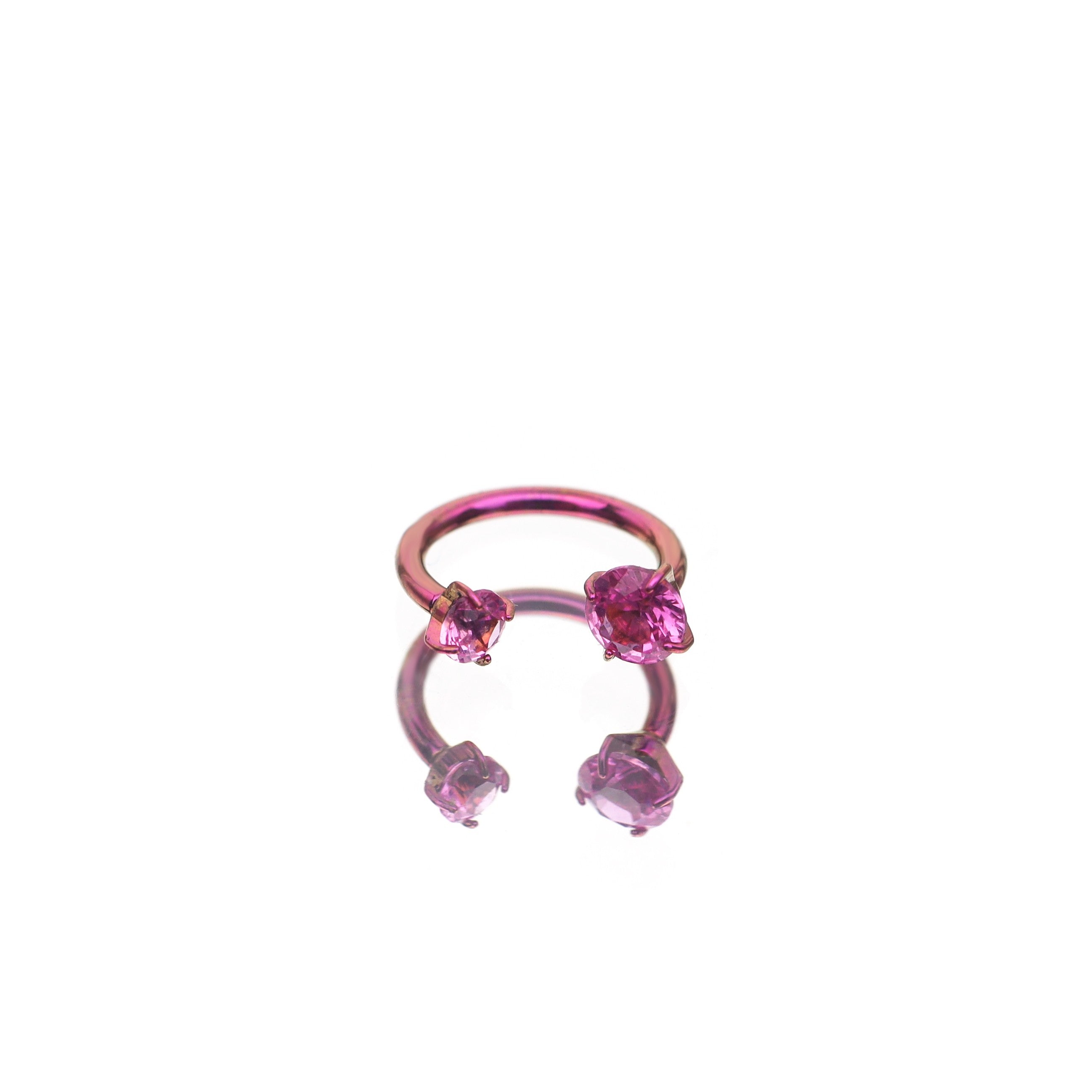 Internally Threaded CZ Titanium Horseshoe Ring