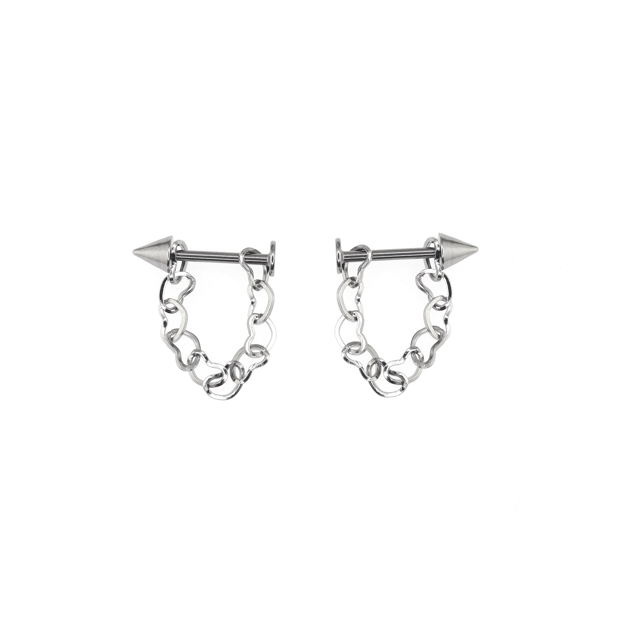 Heart Chain Spike stainless steel Lip Stud