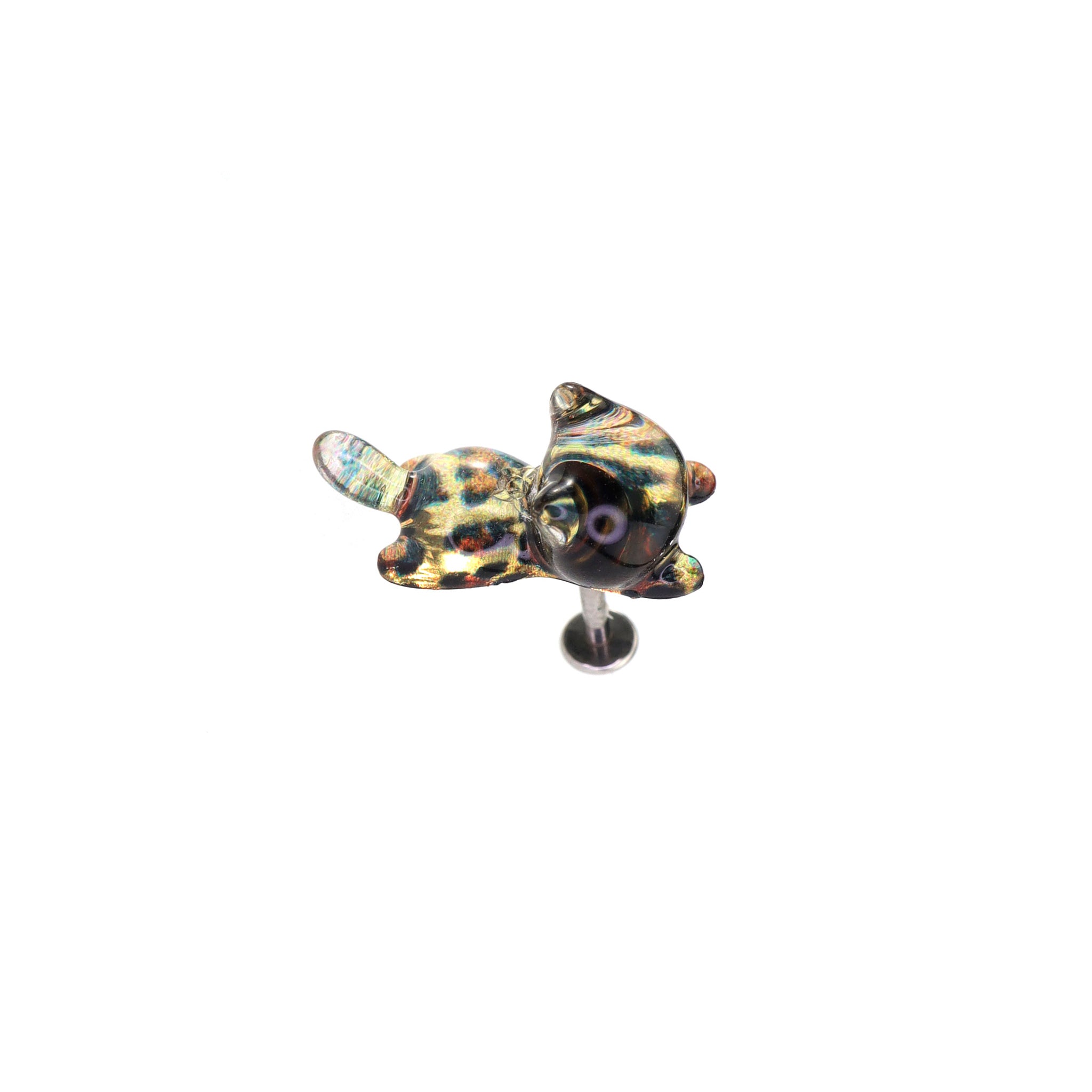 Leopard Print Orange Cat stainless steel Internally Threaded studs