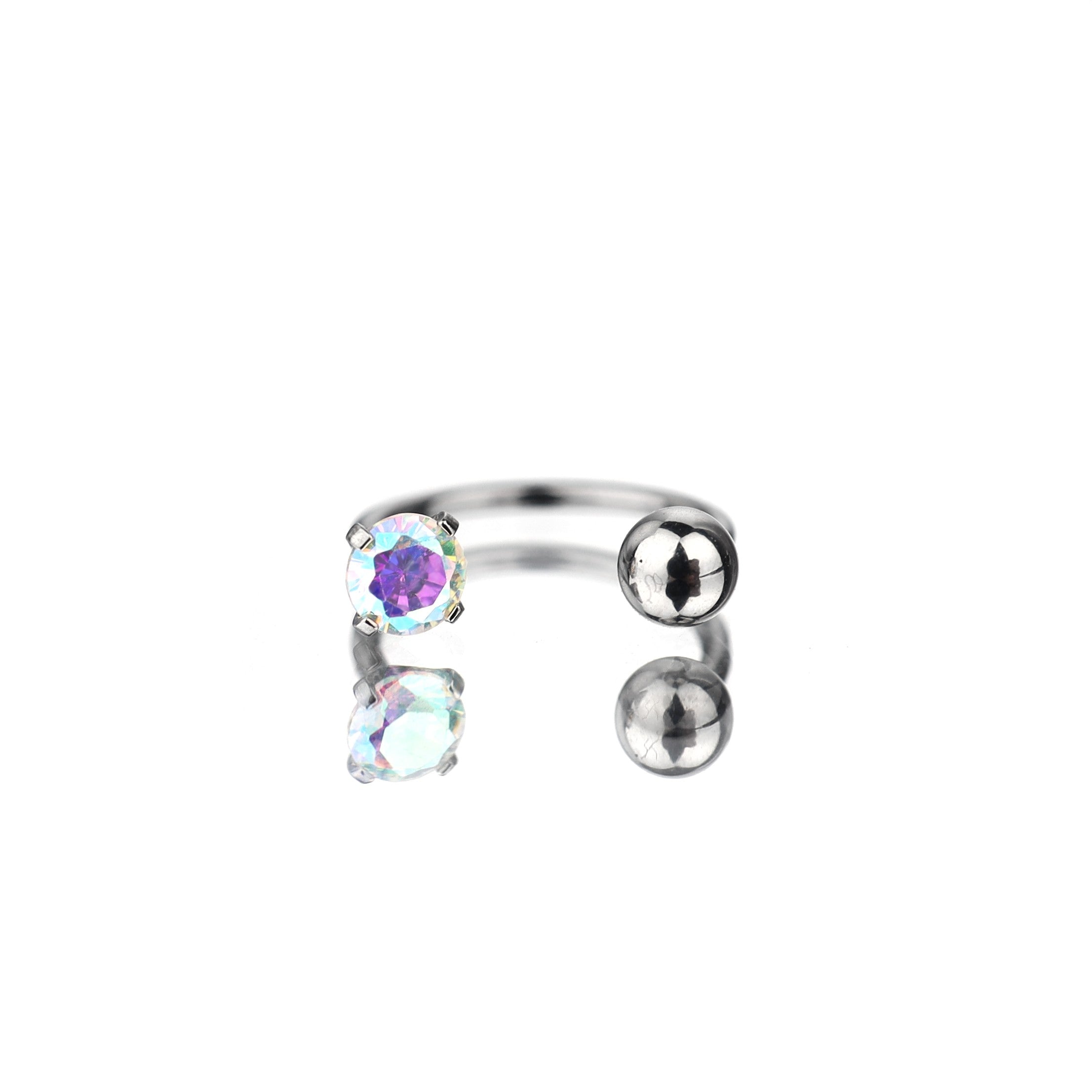 20G Thin Gauge CZ Horseshoe Ring
