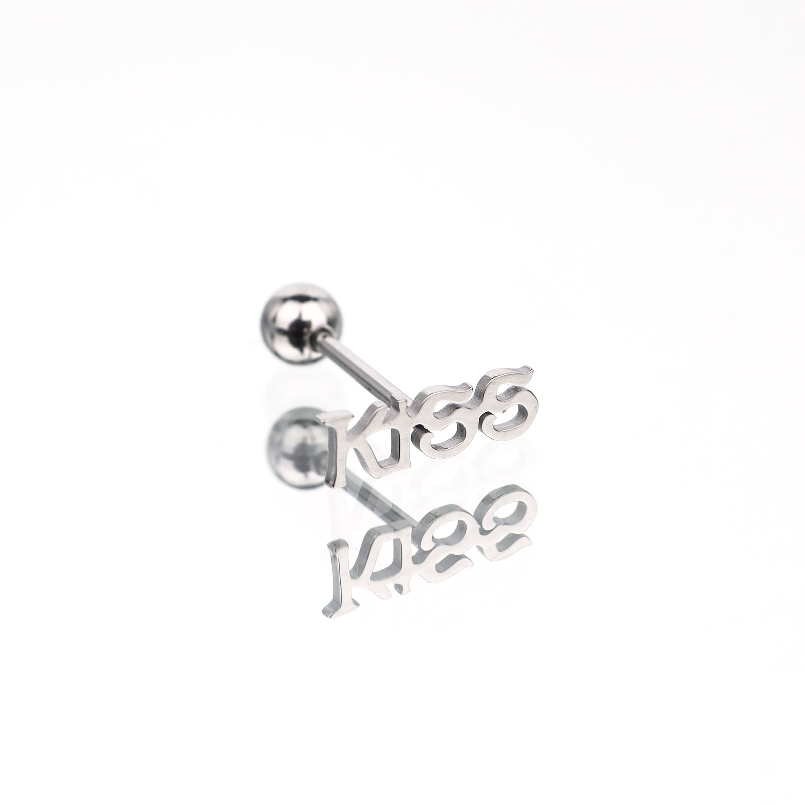 "KISS" Text Stainless Steel Tongue Stud