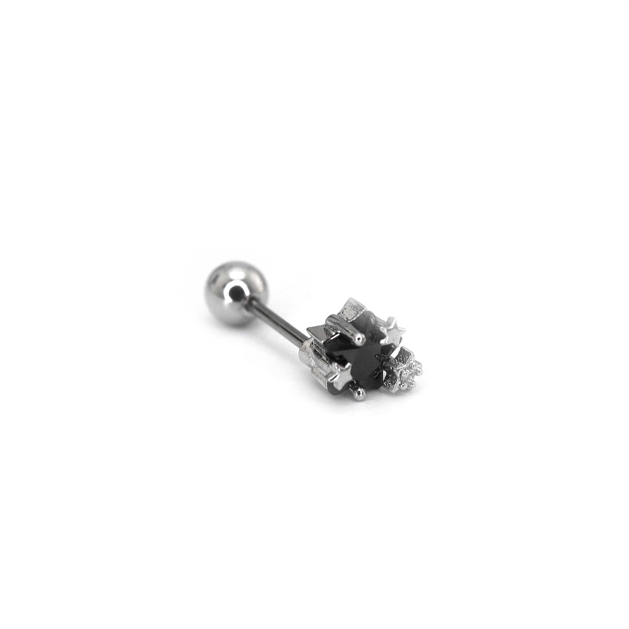 Black & White Star CZ Thin Gauge Ear Studs ph2