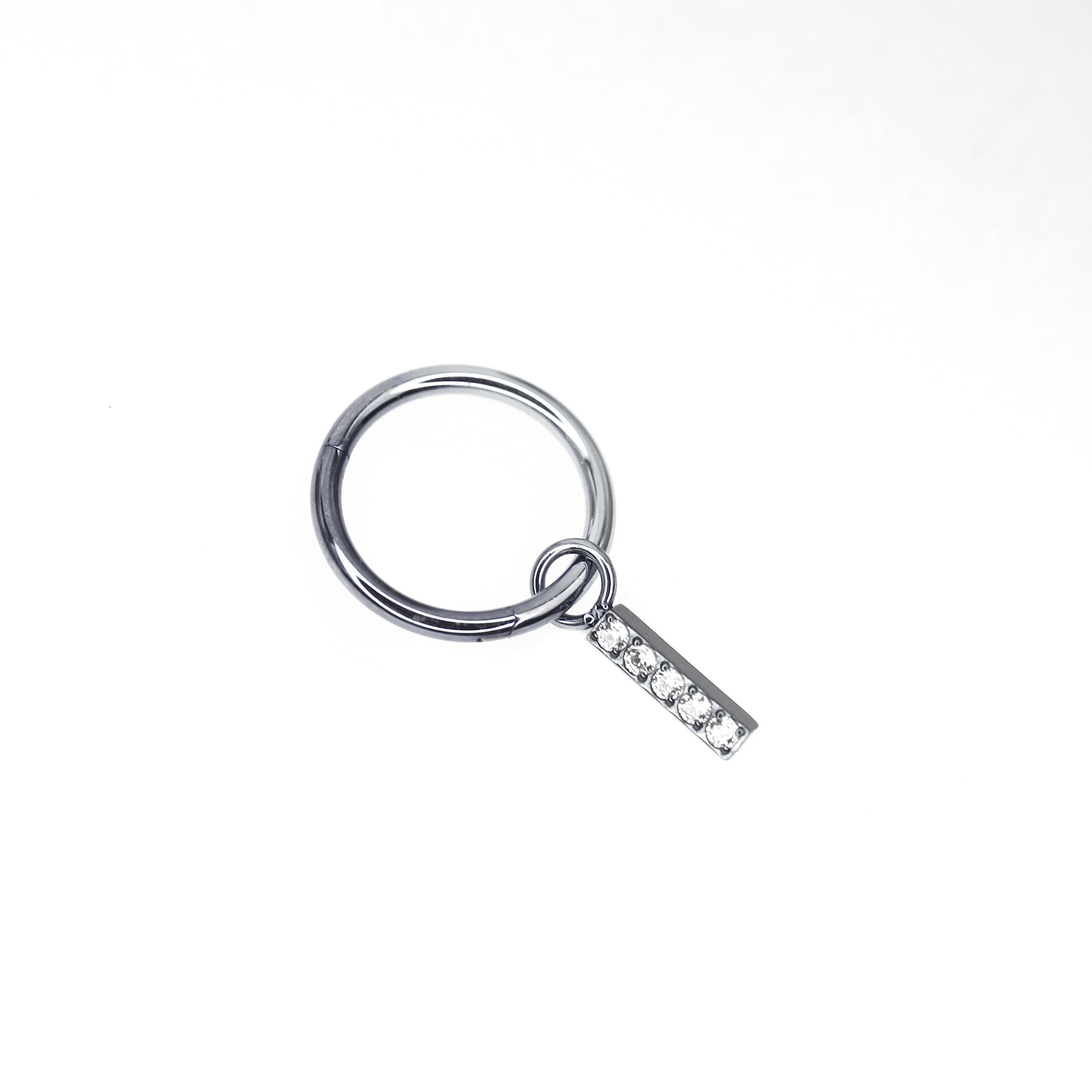 バゲットCZペンダントチタンセグメントフープ