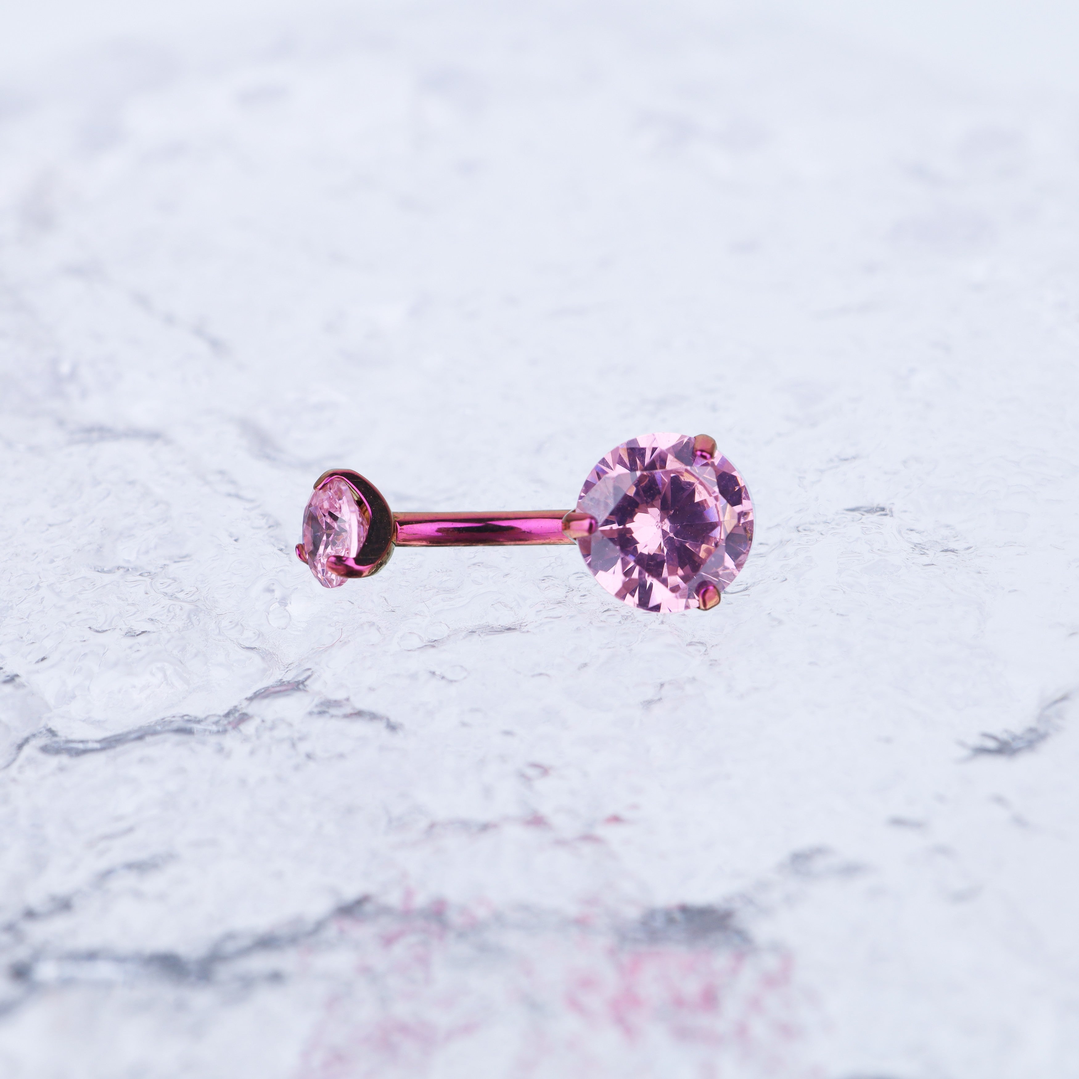 Round CZ Titanium Belly Ring