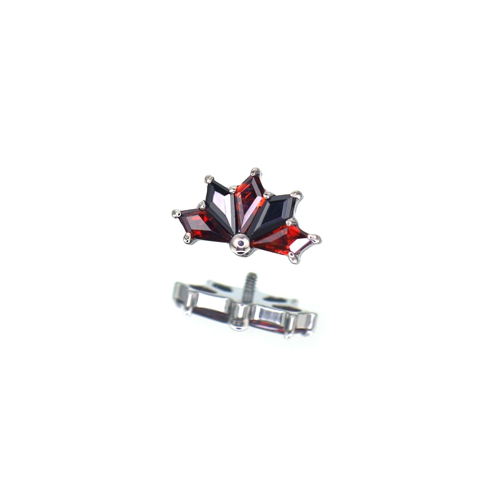 Rainbow CZ Fan Internally Threaded Titanium Studs