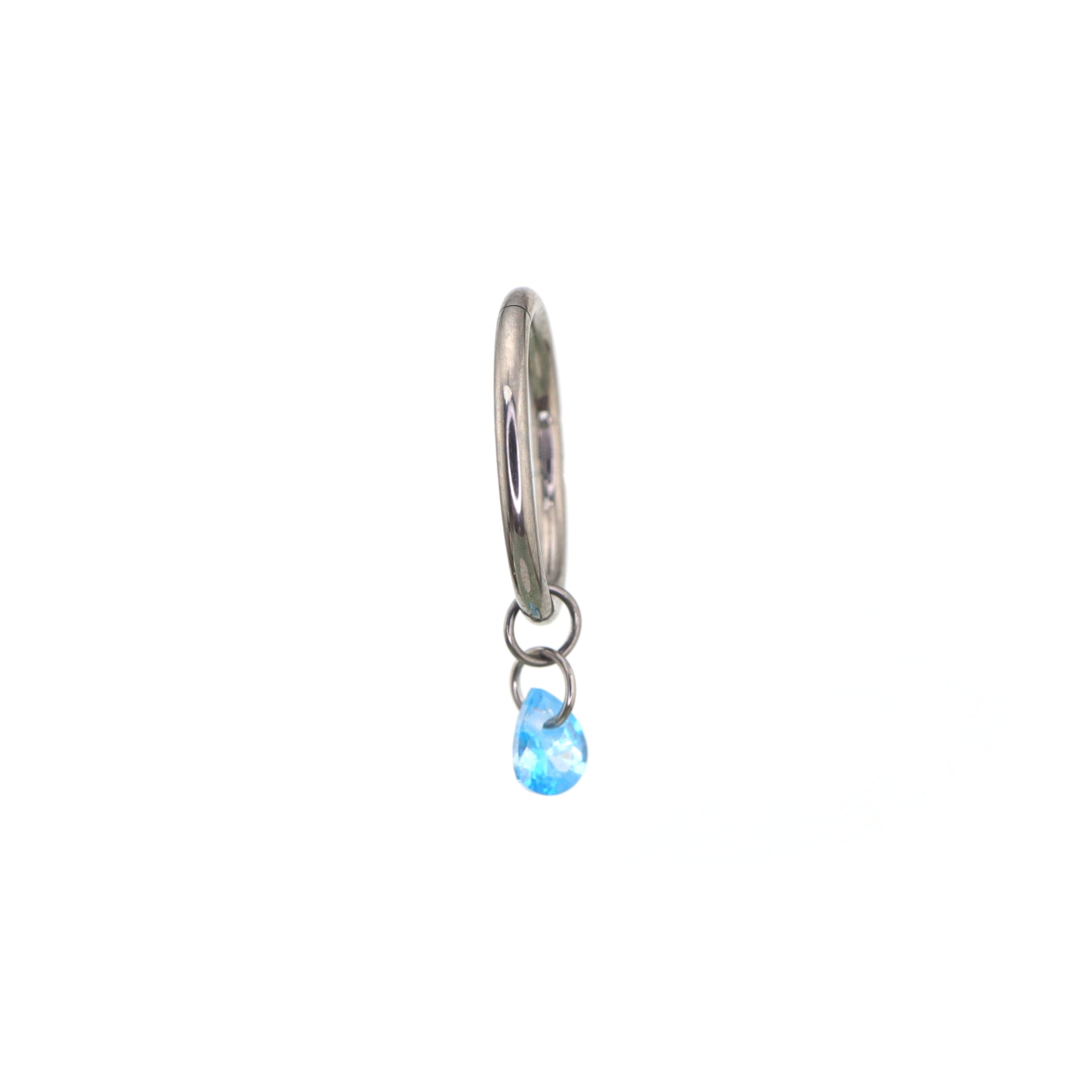 Drop-shaped Rainbow CZ Pendant Titanium Segment Hoop