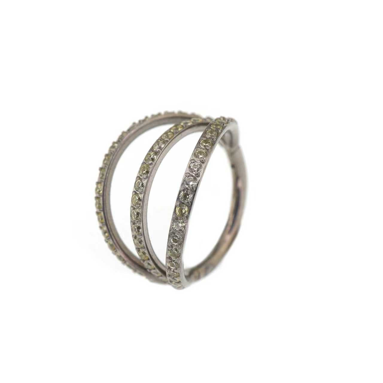 Triple Row CZ Titanium Clicker Ring