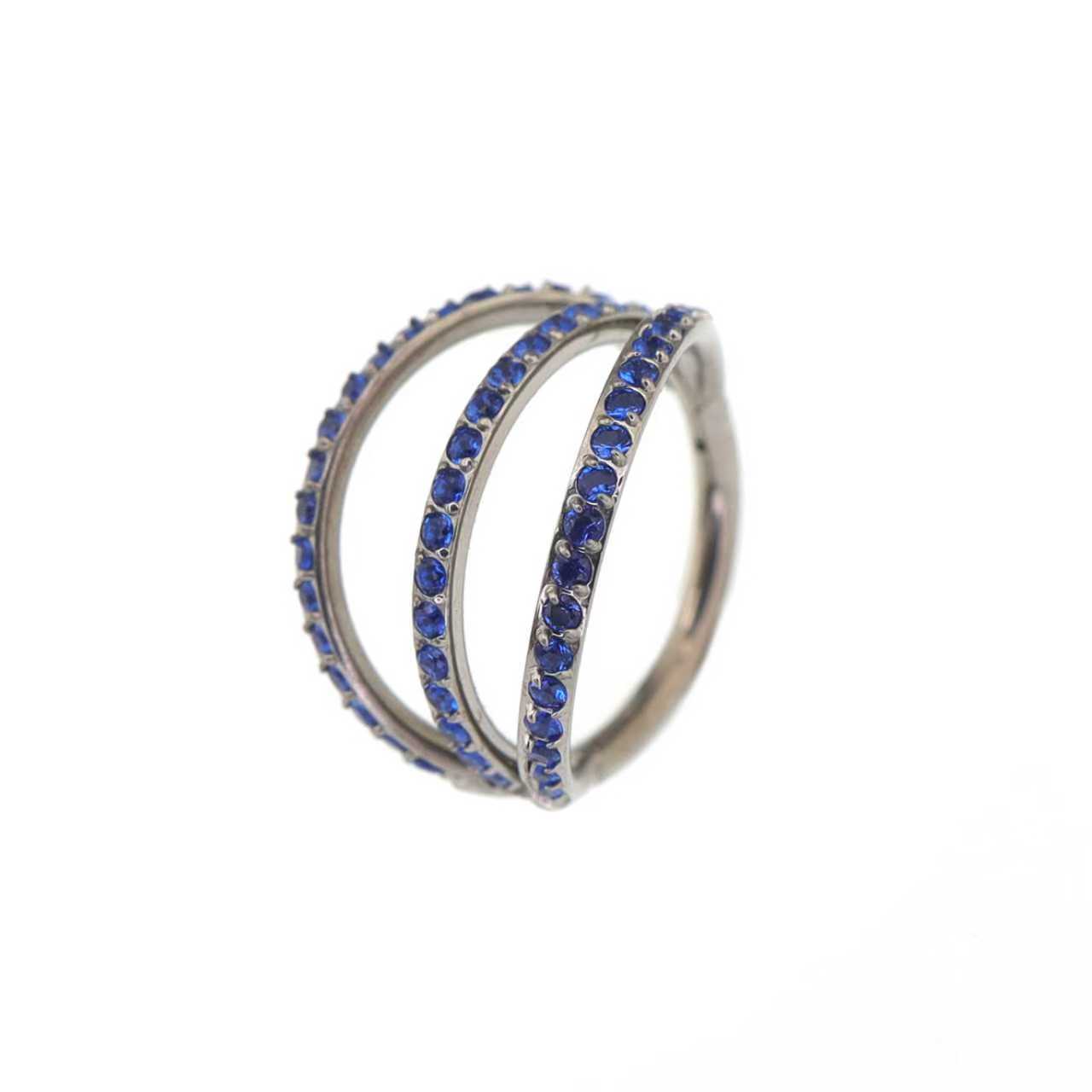 Triple Row CZ Titanium Clicker Ring