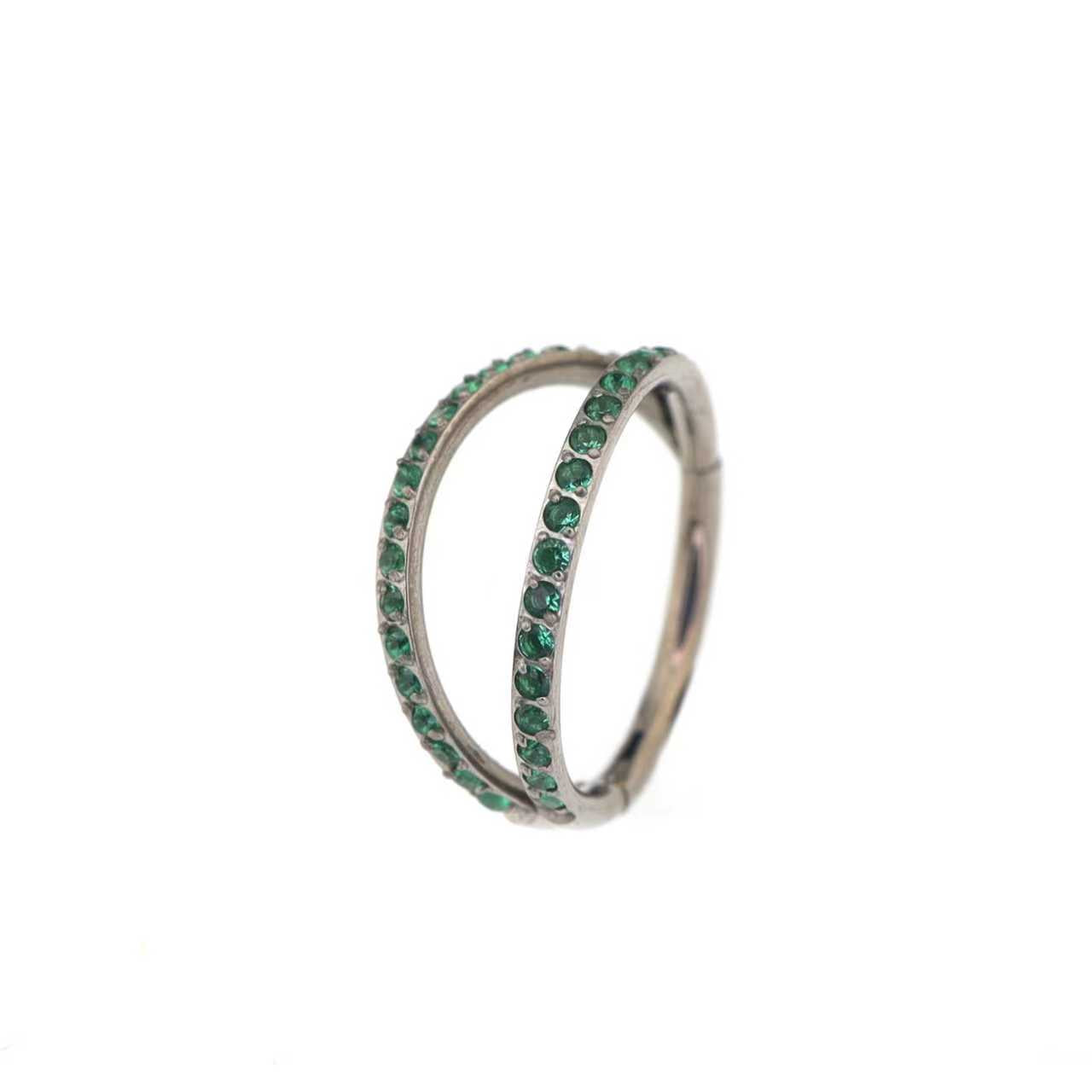 Double Row CZ Titanium Clicker Ring