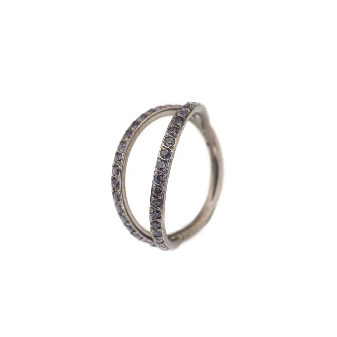 Double Row CZ Titanium Clicker Ring