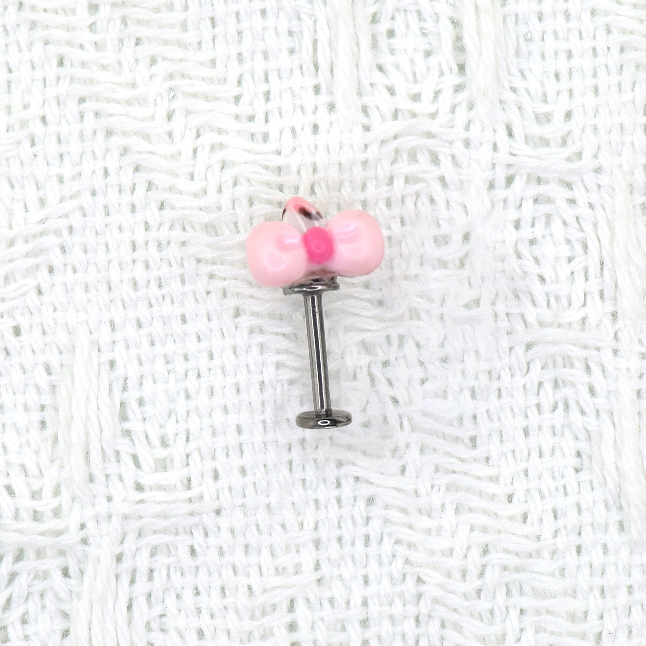 Bow Leopard Print Titanium Helix Studs