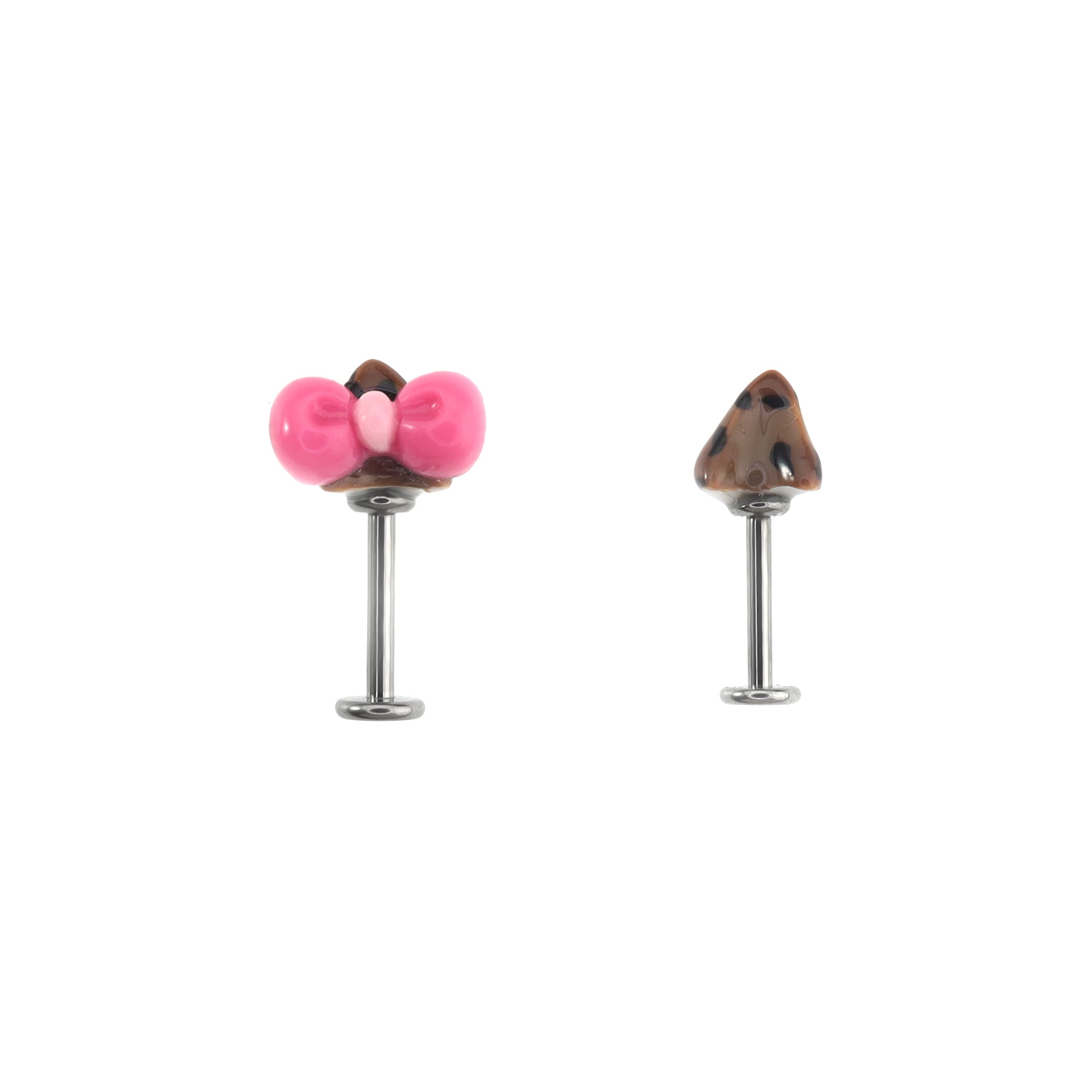 Bow Leopard Print Titanium Helix Studs