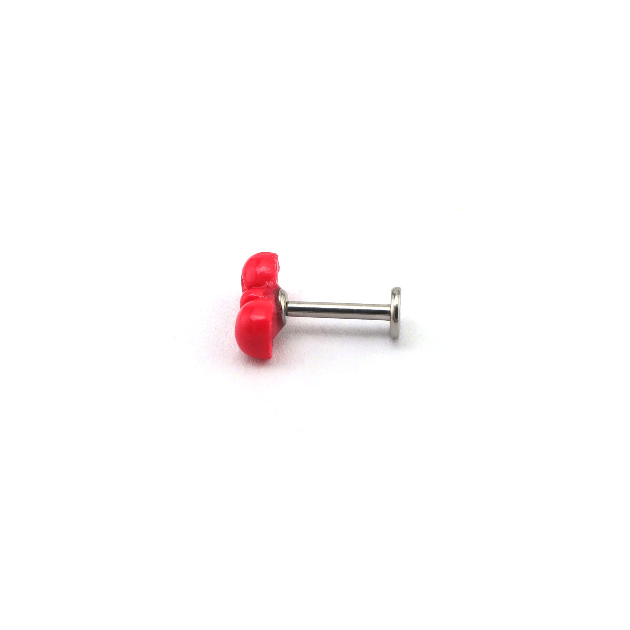 Titanium Alloy Red Resin Bow Ear Stud