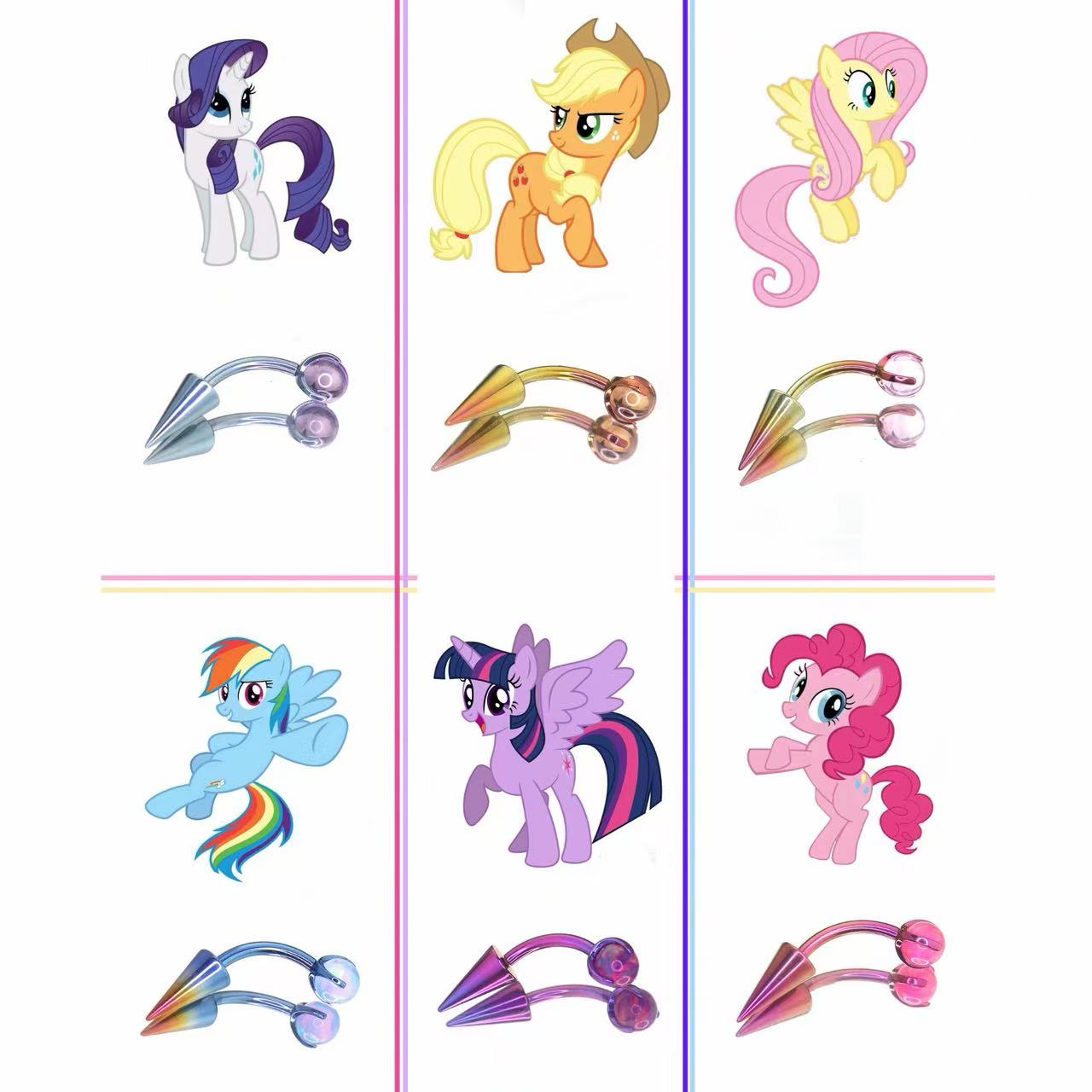 MLP Titanium Inner Thread Zirconia Stud - Eyebrow & Rook & Ear