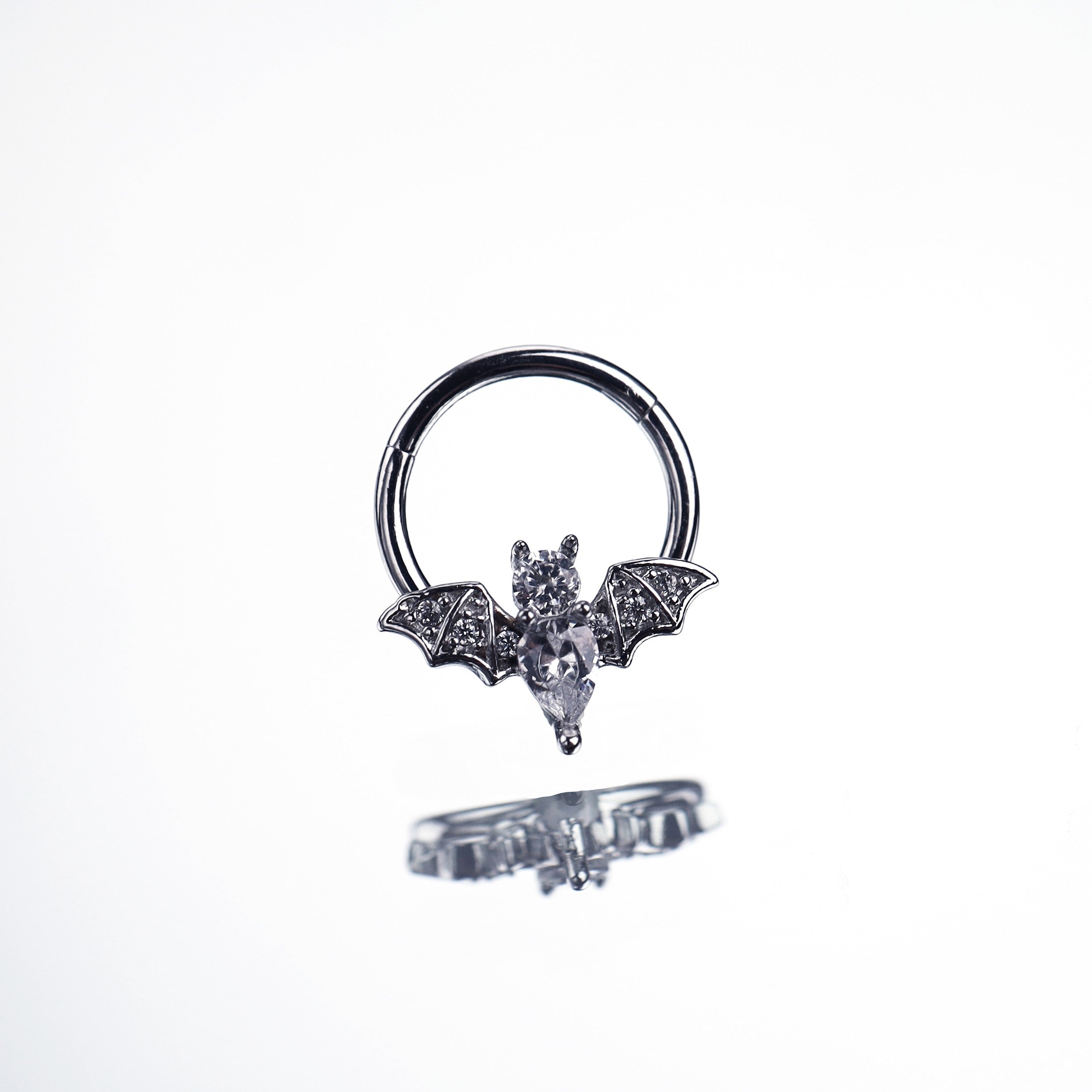 CZ Bat stainless steel Clicker Ring
