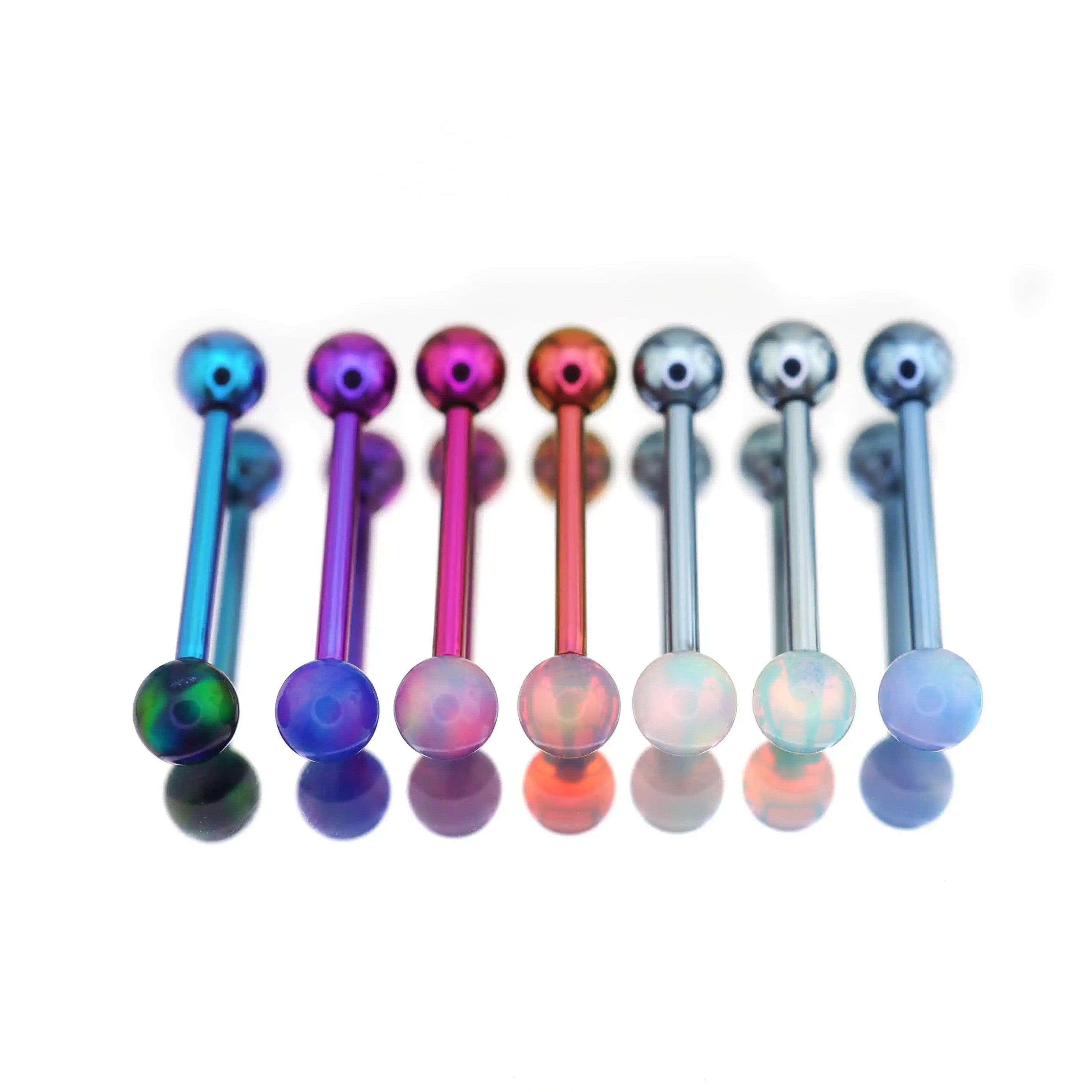 14G Opal Internally Threaded Titanium barbell studs