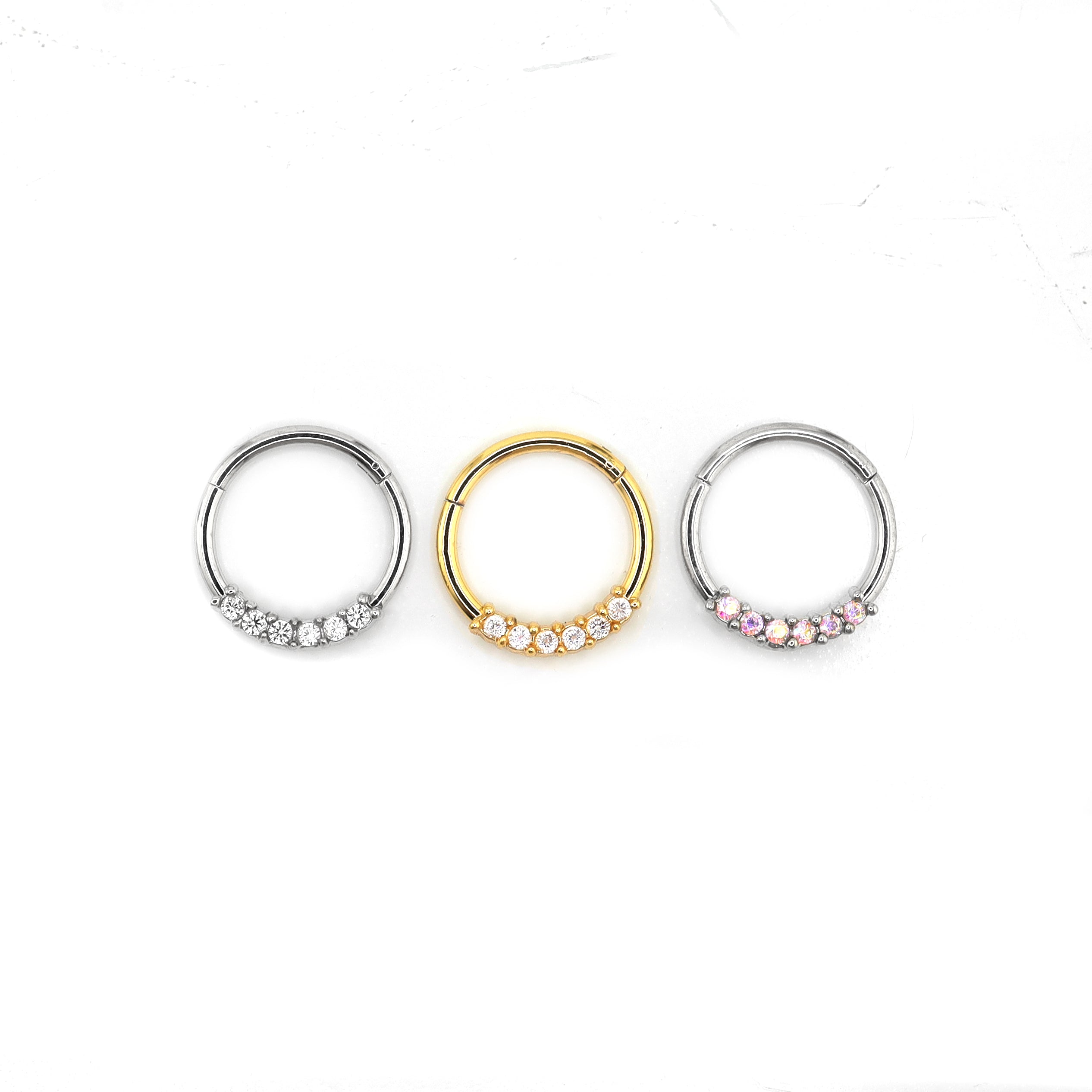 Mini CZ stainless steel Segment Ring