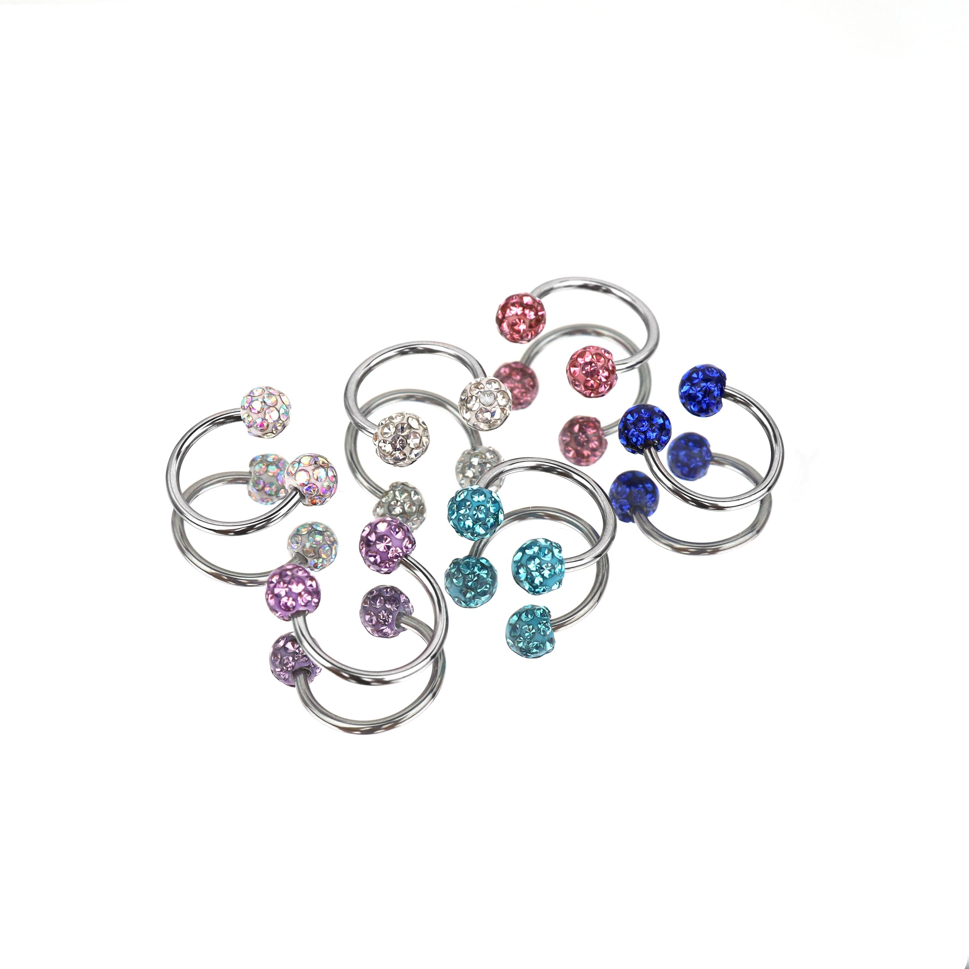 Full CZ Ball Horseshoe Ring