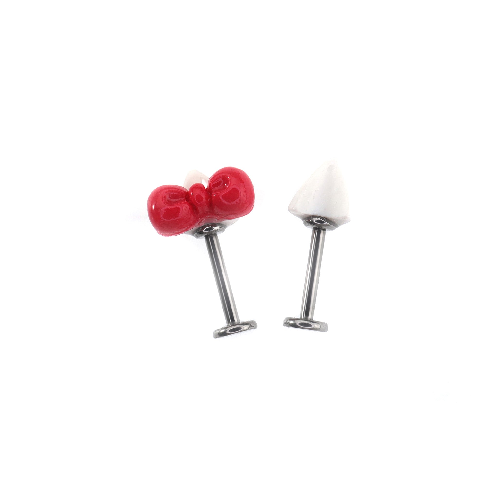 Cute Kitty Bow Titanium Helix Studs