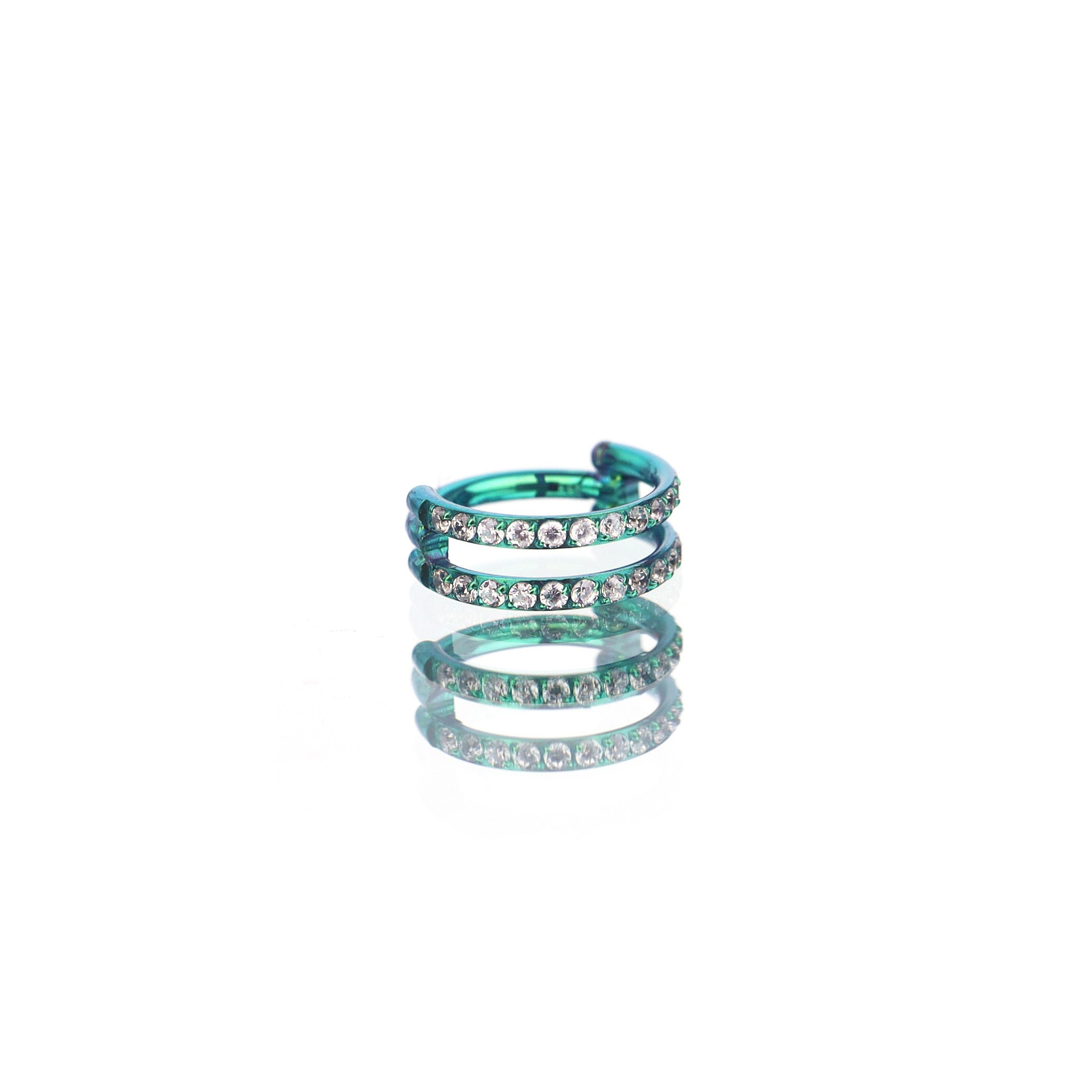 Double Bar CZ Titanium Segment Hoop