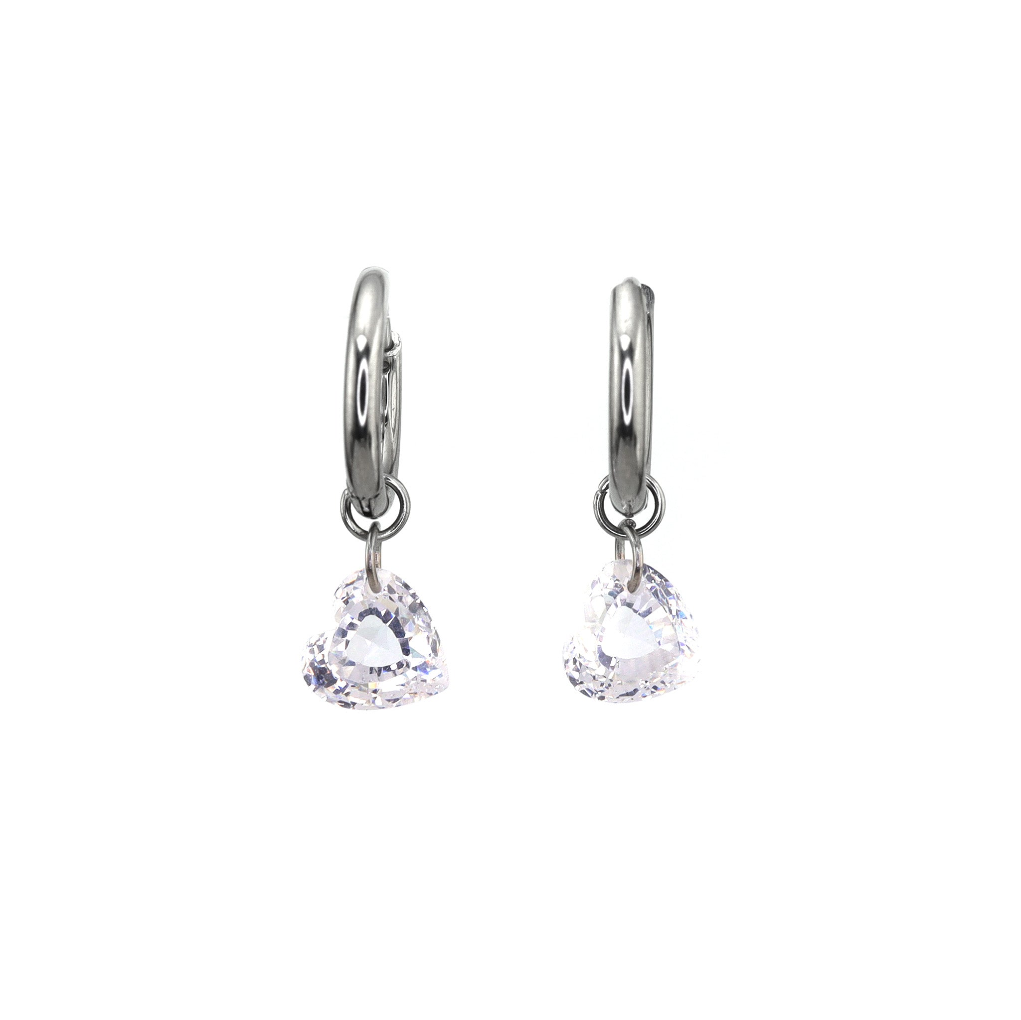 Rainbow Heart CZ Pendant tainless steel Earrings ph1