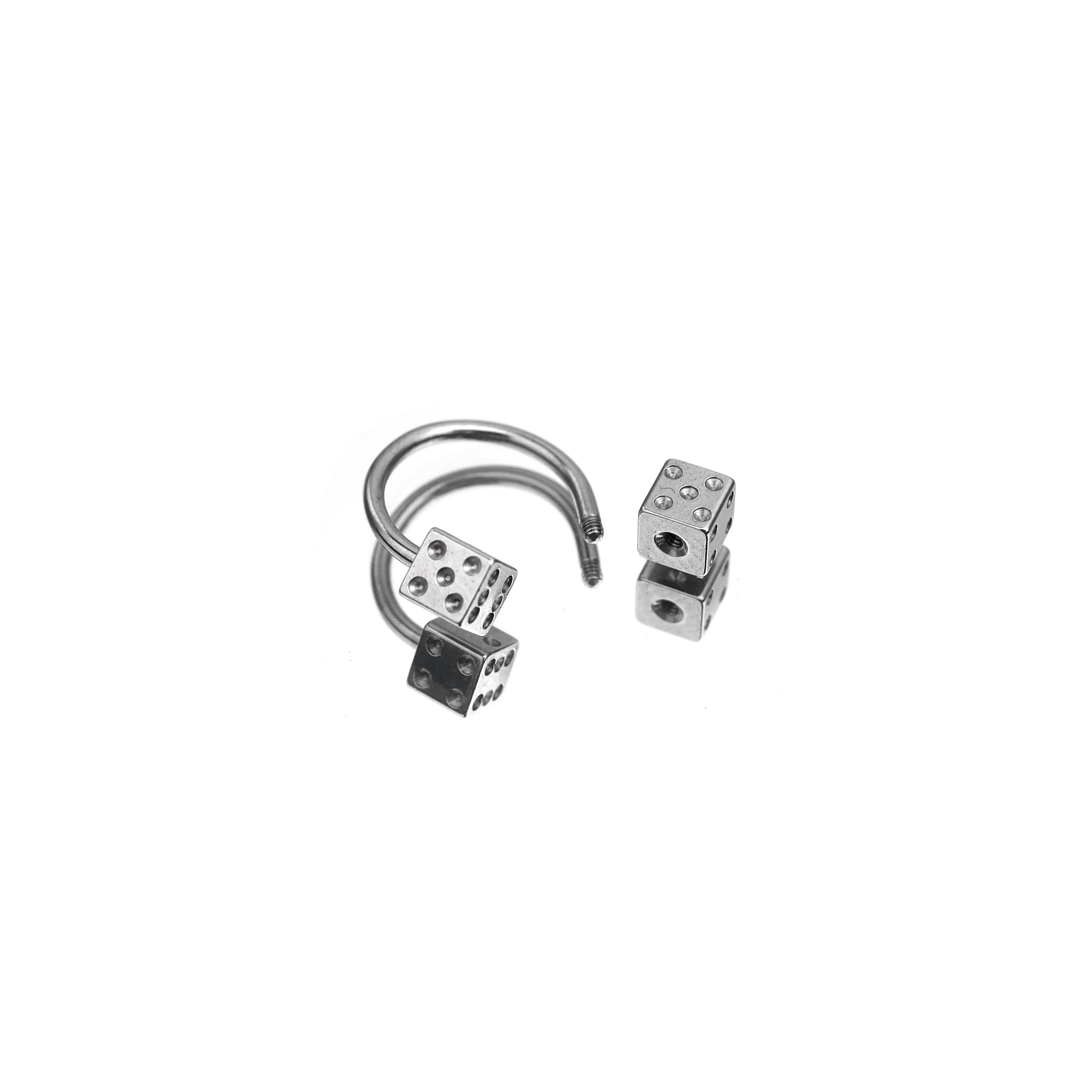 Externally threaded Dice stainless steel Horseshoe Ring