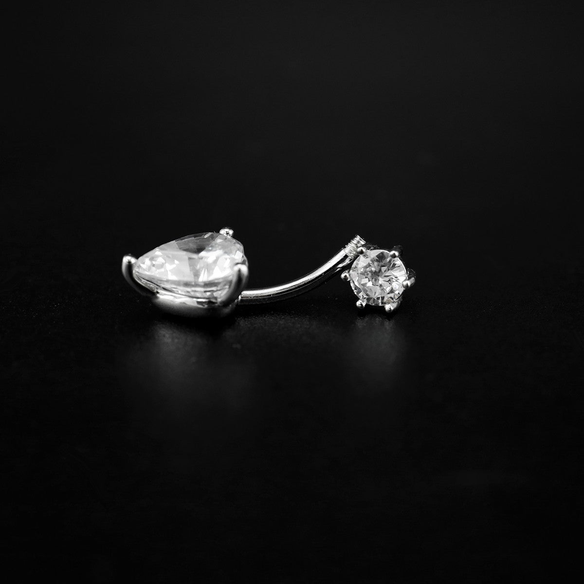 Heart-shaped CZ S925 Sterling Silver Belly Ring