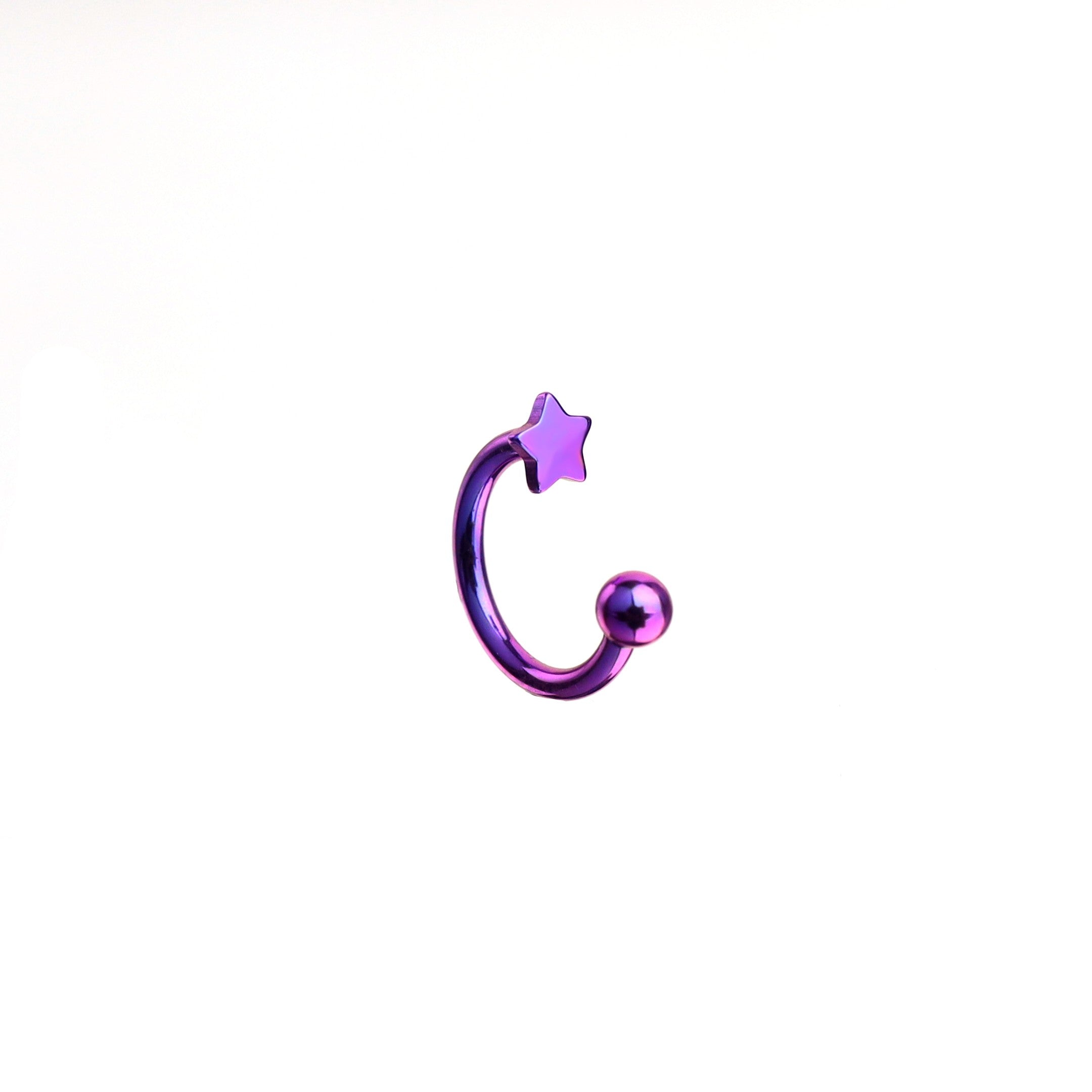 16G Star Titanium Internally Threaded Horseshoe Ring