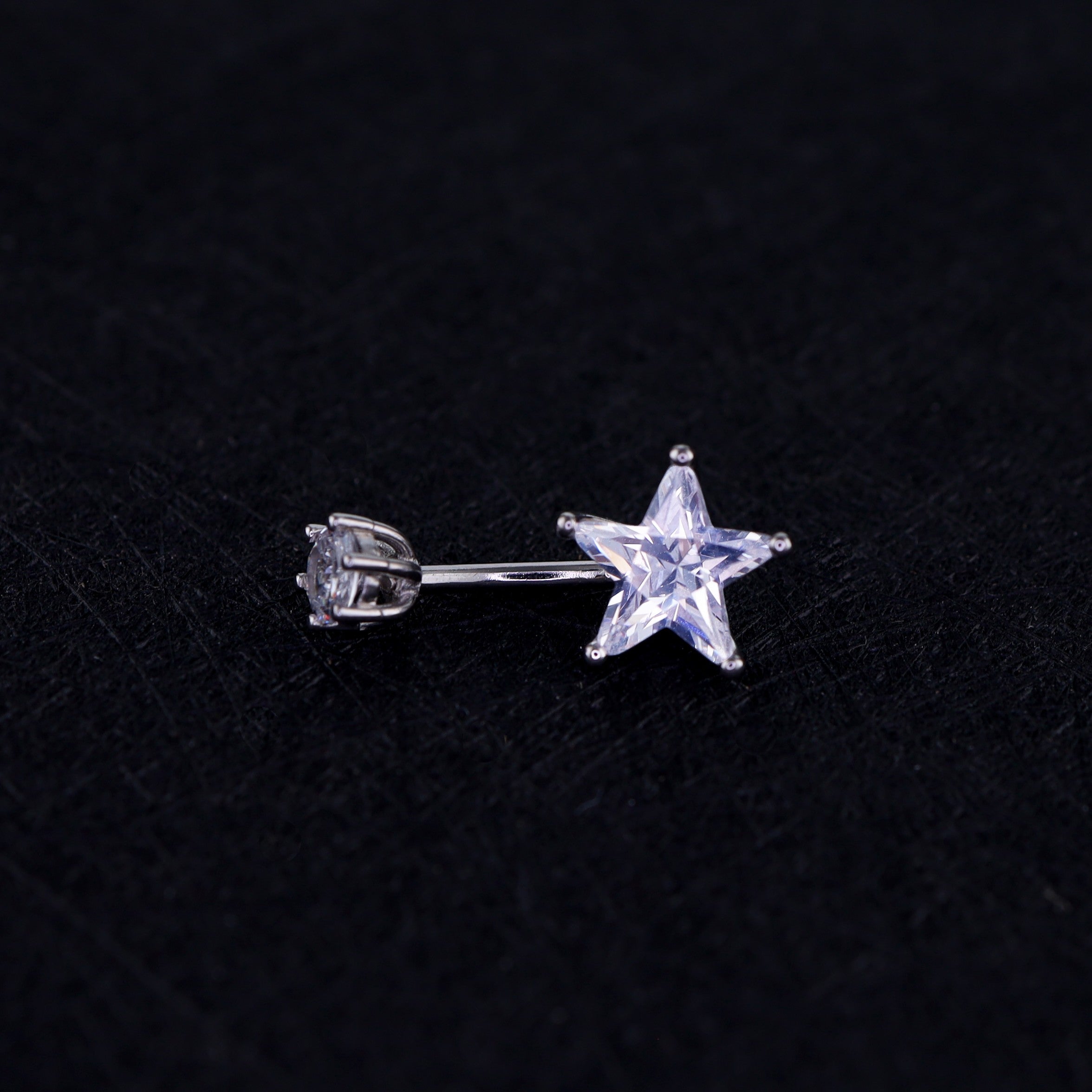 Pentagram CZ S925 Sterling Silver Belly Ring
