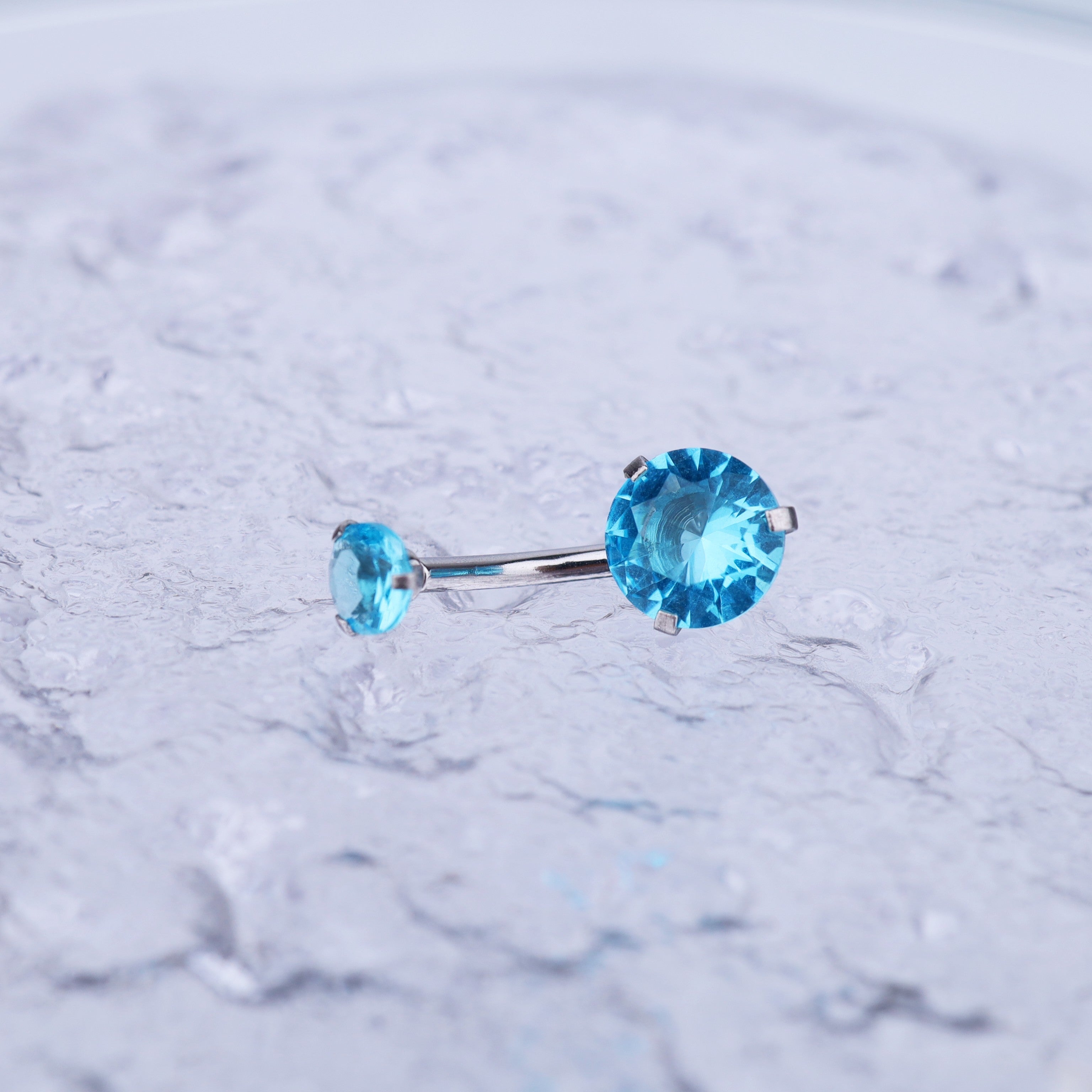 Round CZ Stainless Steel Belly Ring