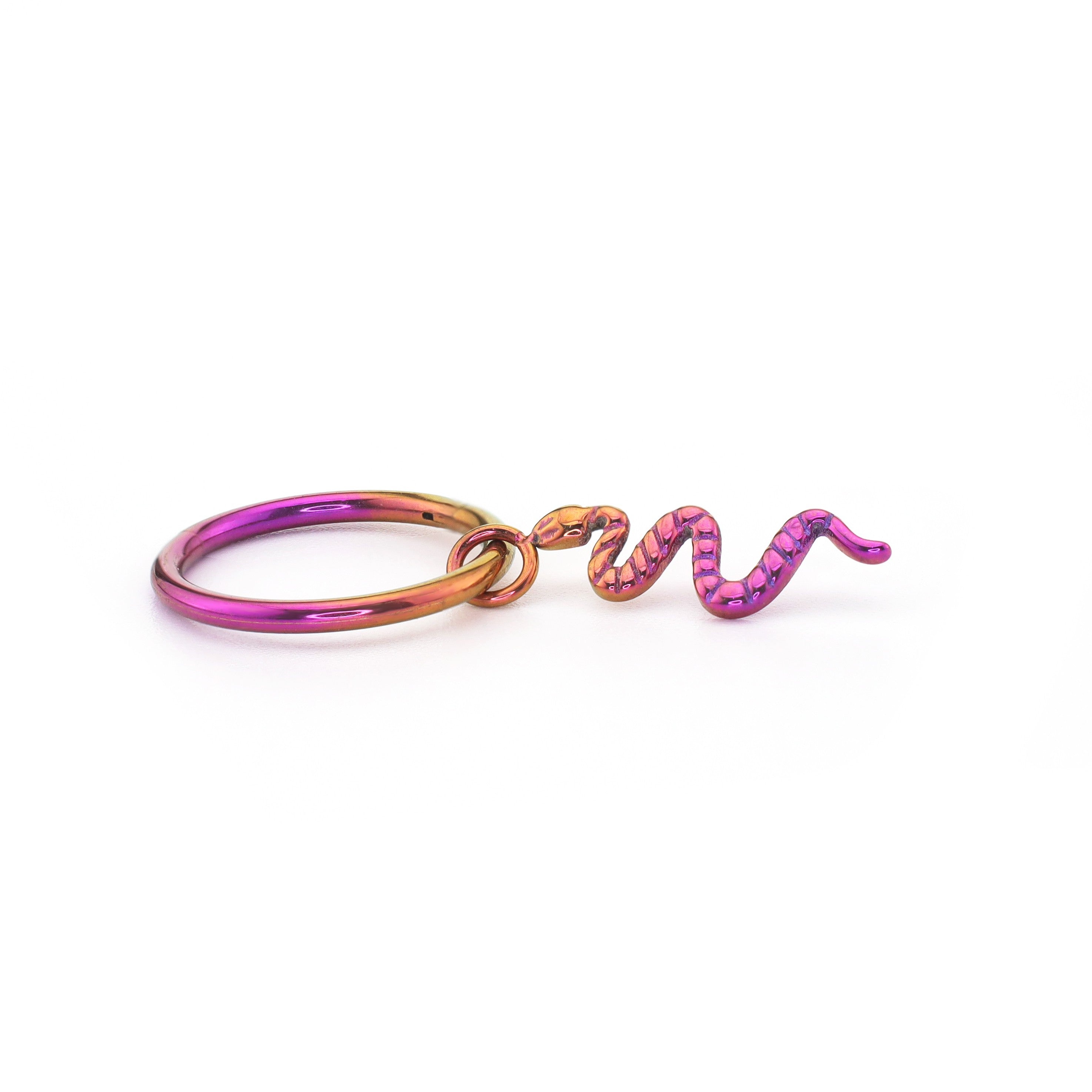 Engraved Serpent Pendant Titanium Segment Hoop