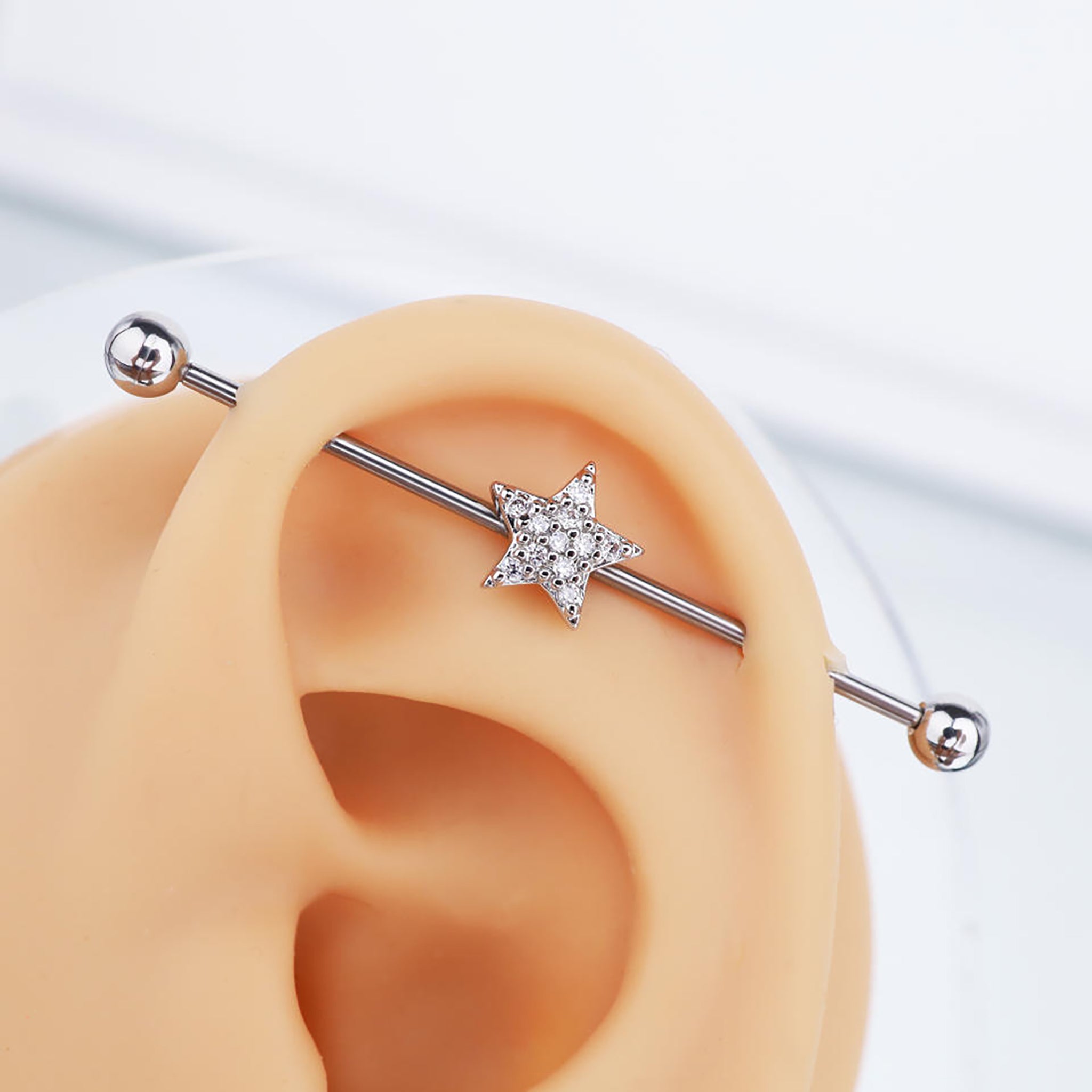 CZペンタグラムステンレススチールインダストリアルバーベル