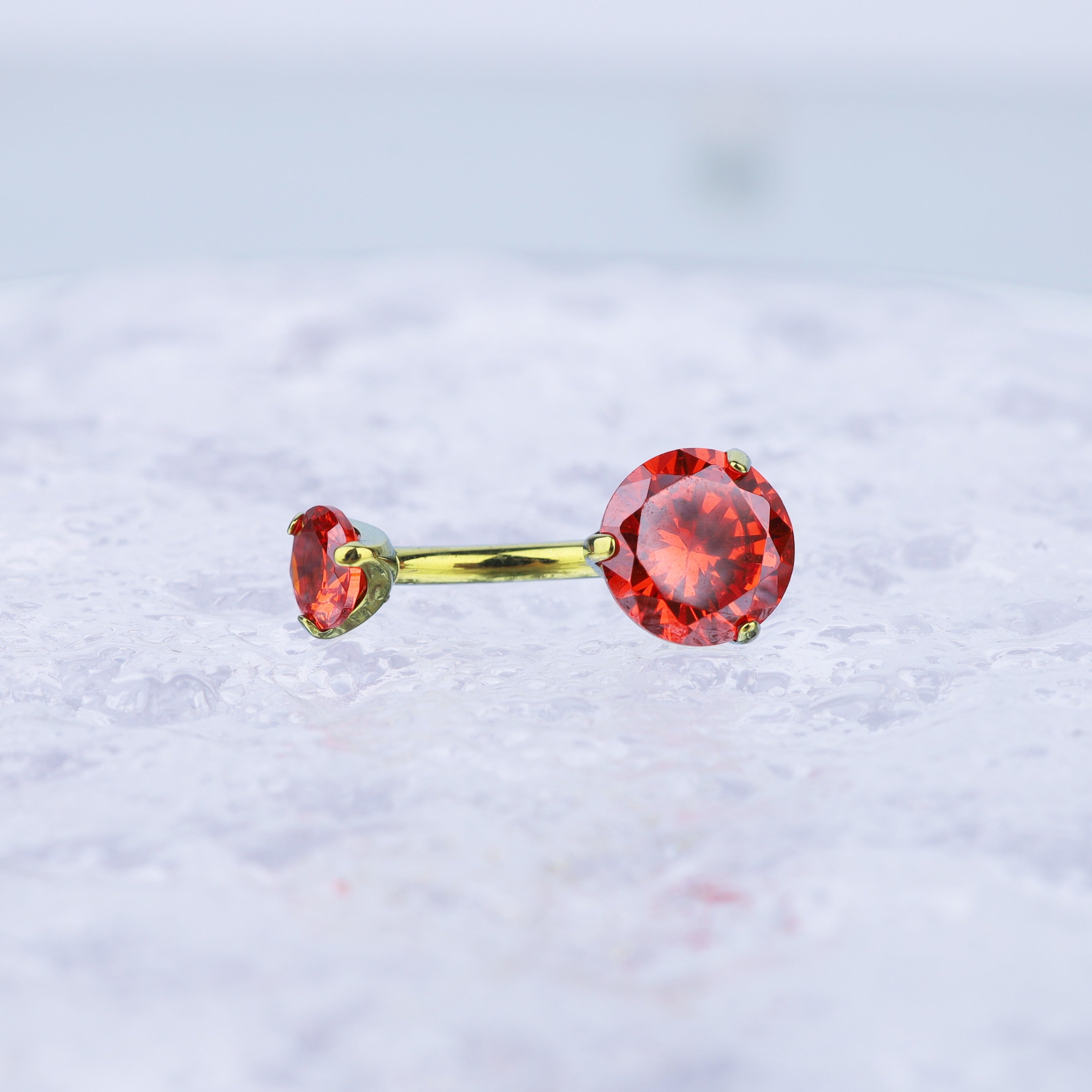 Round CZ Titanium Belly Ring