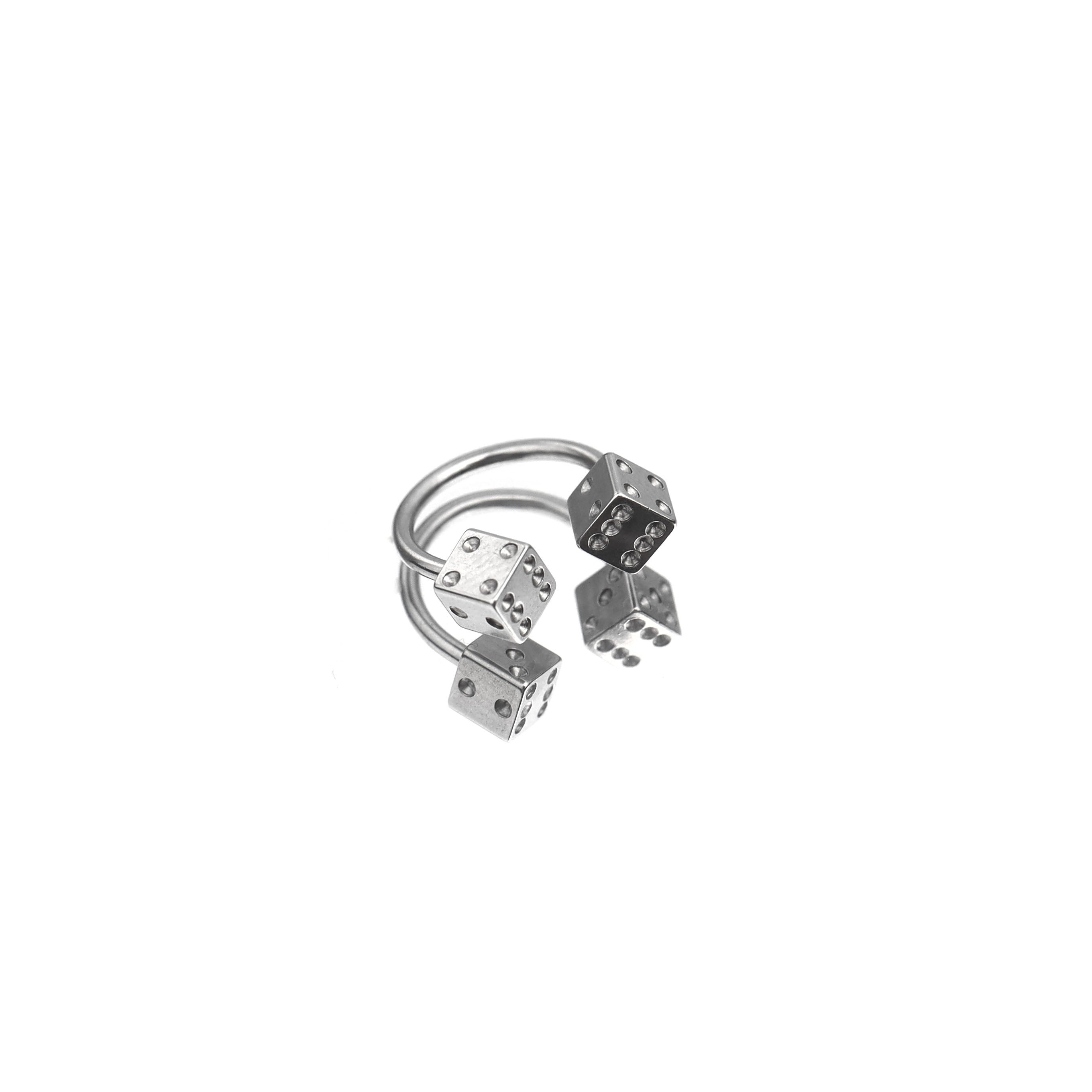 Externally threaded Dice stainless steel Horseshoe Ring