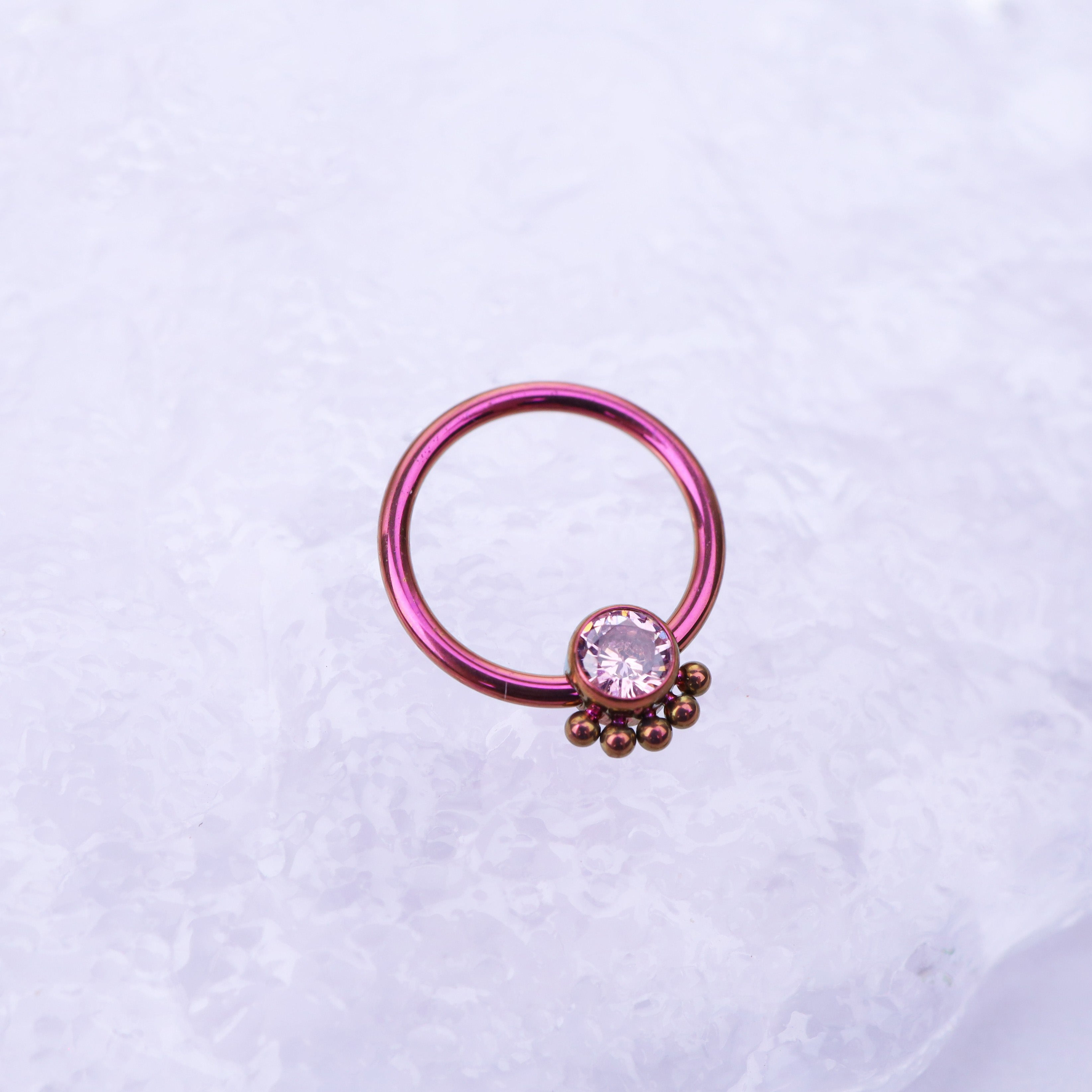 CZ Ball Closure Titanium Ring