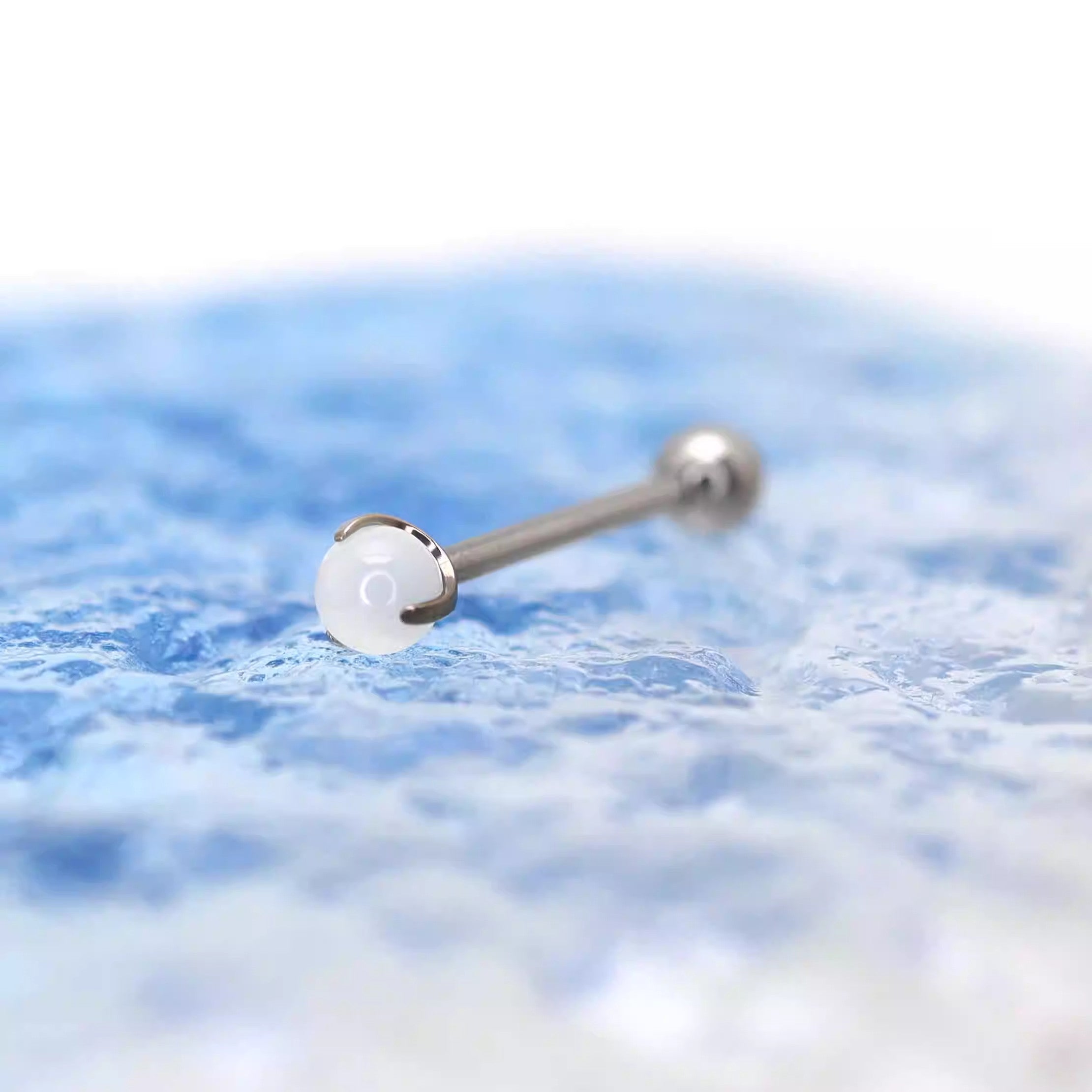 14G Pastel CZ Internally Threaded barbell stud