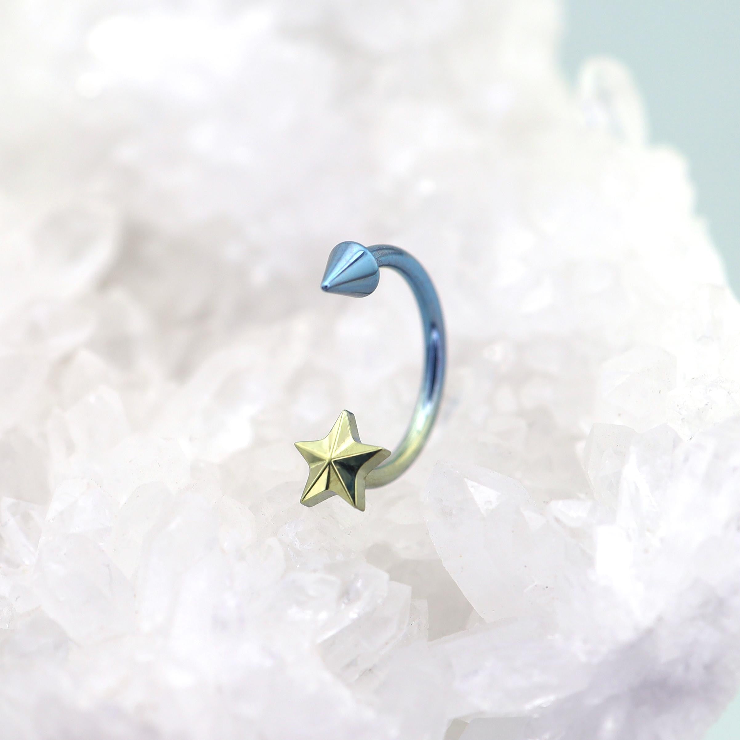 3D Star Spike Titanium Horseshoe ring