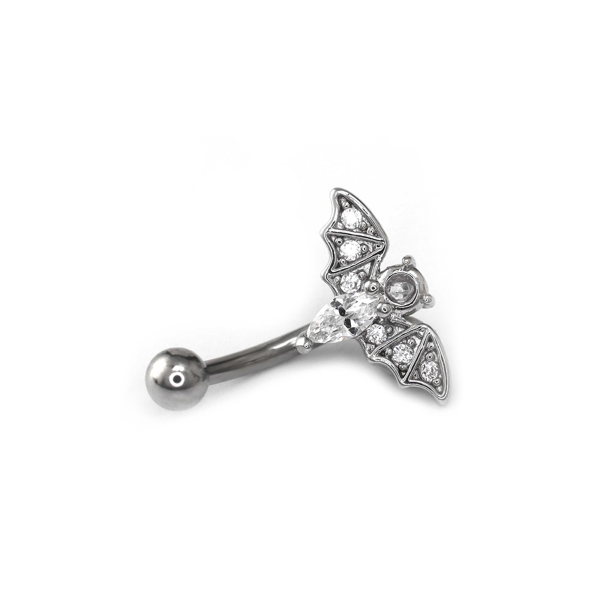 CZ Bat Externally Threaded Stainless Steel Brow Studs