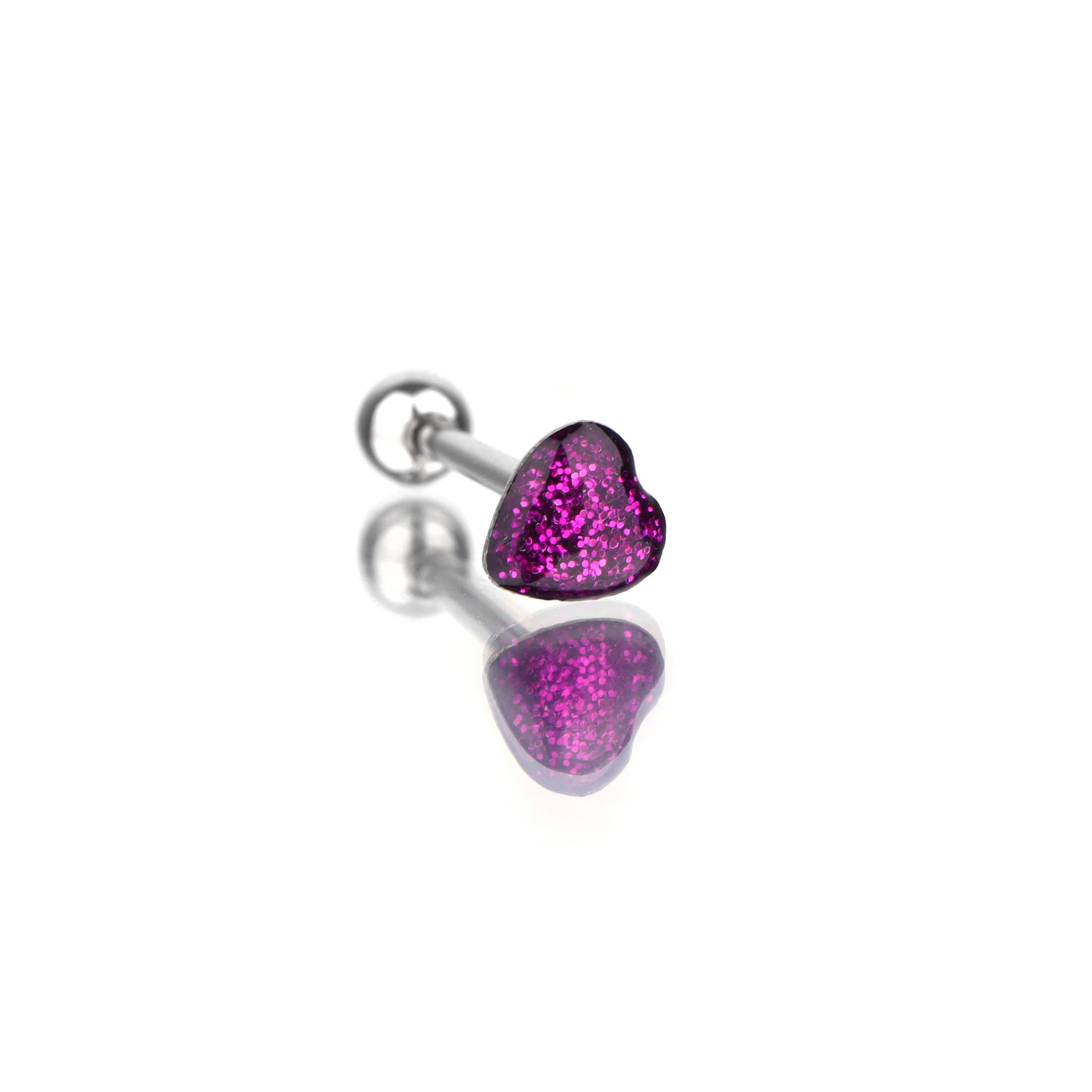 Glitter Resin Heart Oil Slick tongue stud