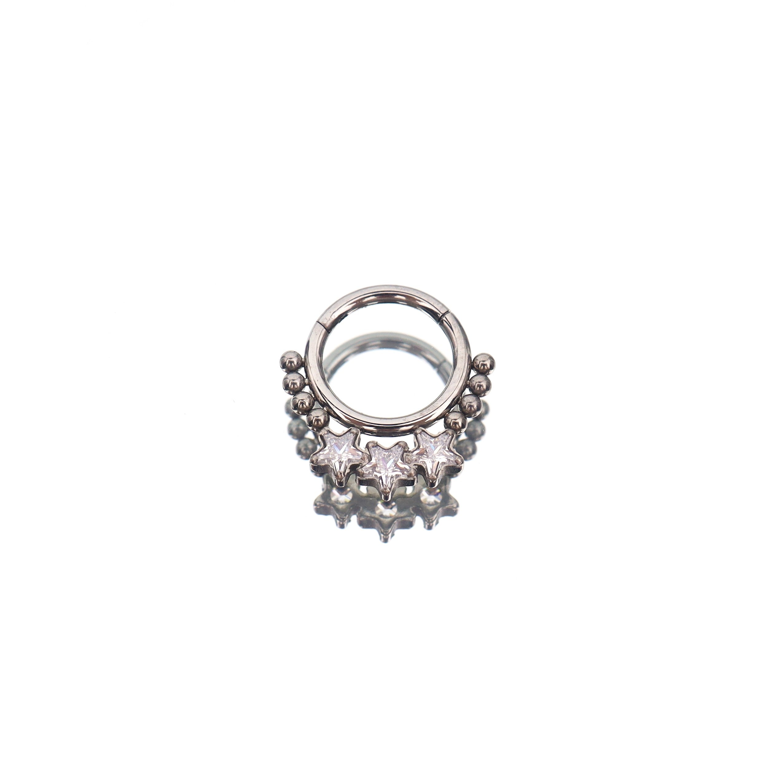 Triple Star CZ Titanium Segment Hoop