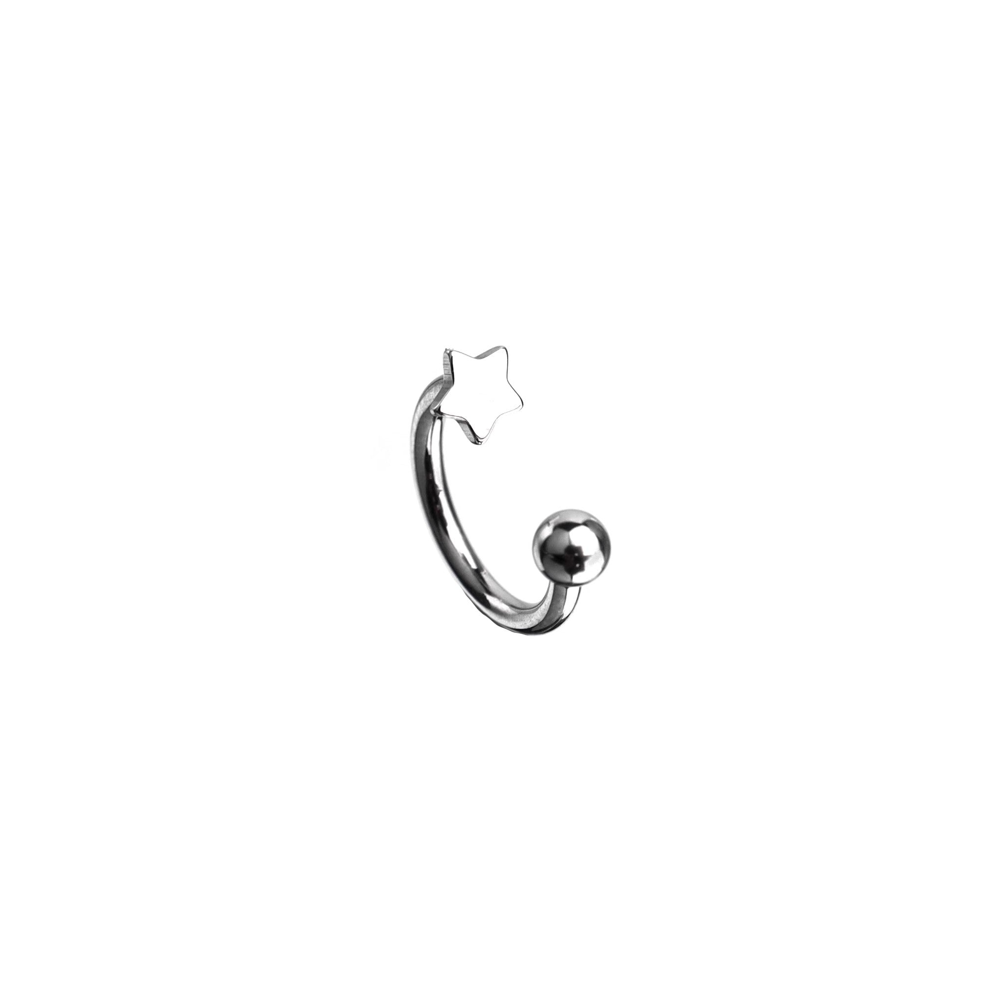 16G Star Titanium Internally Threaded Horseshoe Ring