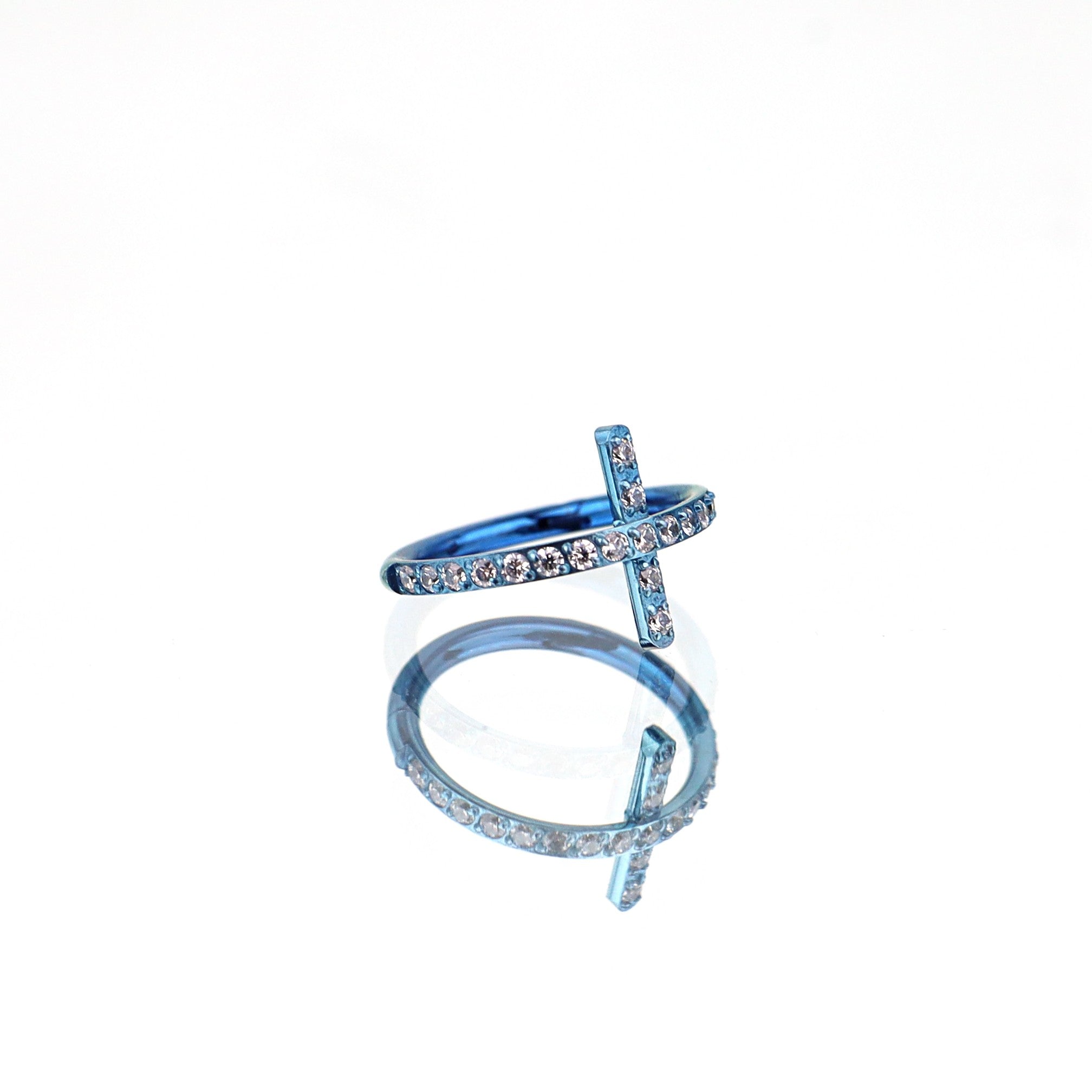 Cross CZ Titanium Segment Hoop