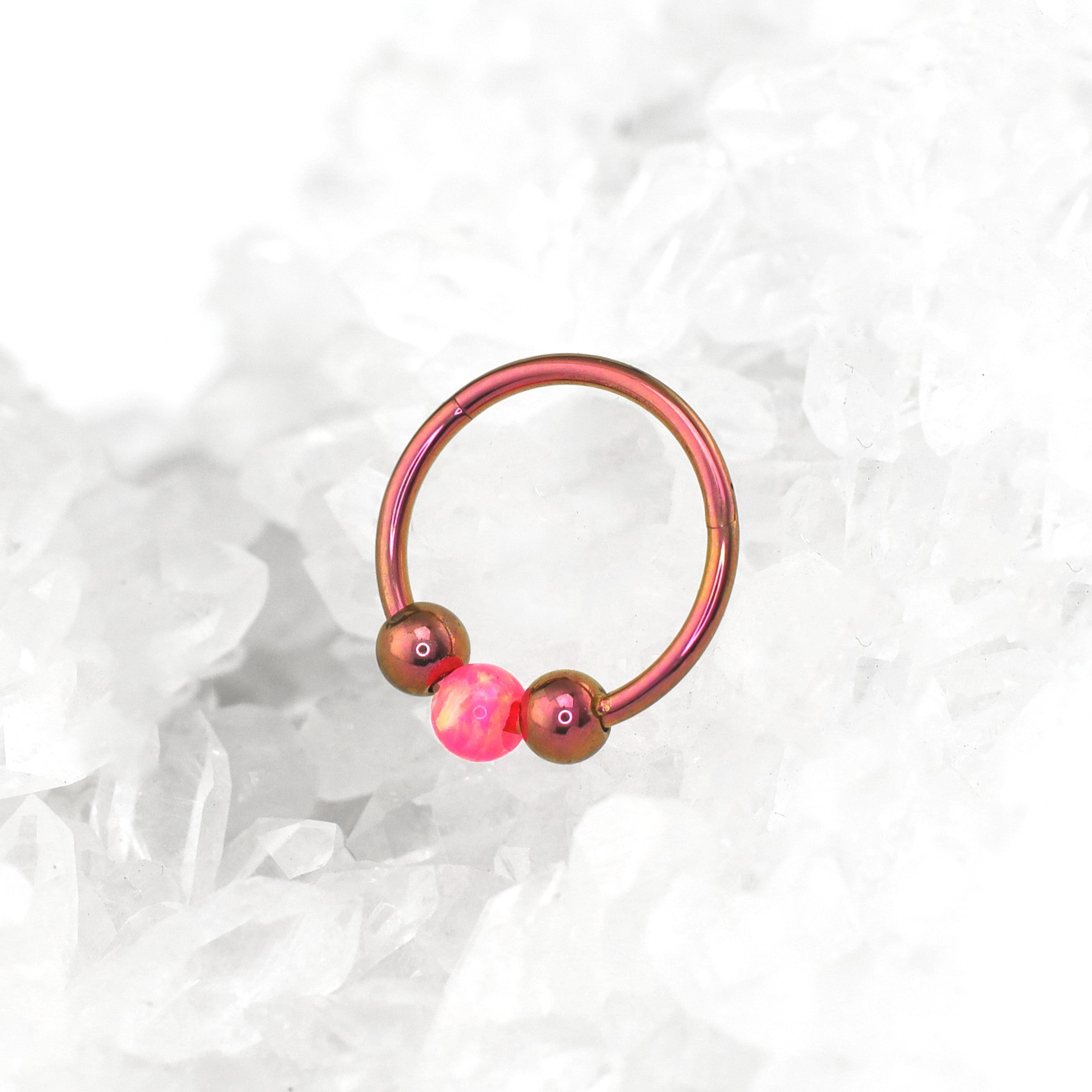 Spinning Ball Opal Titanium Segment Hoop