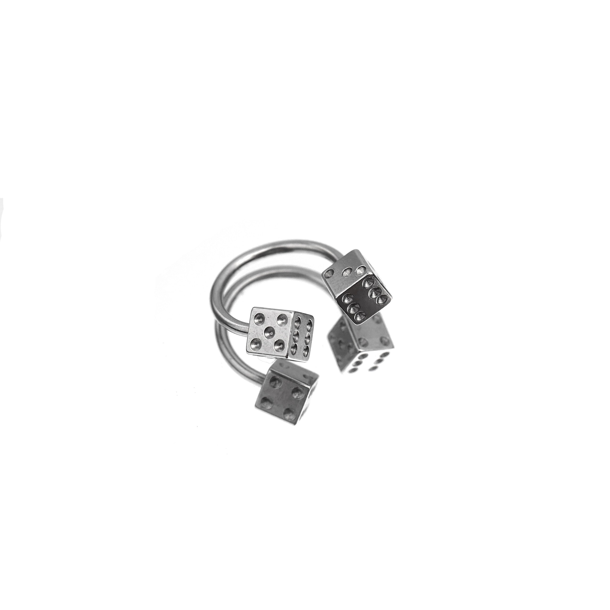Externally threaded Dice stainless steel Horseshoe Ring