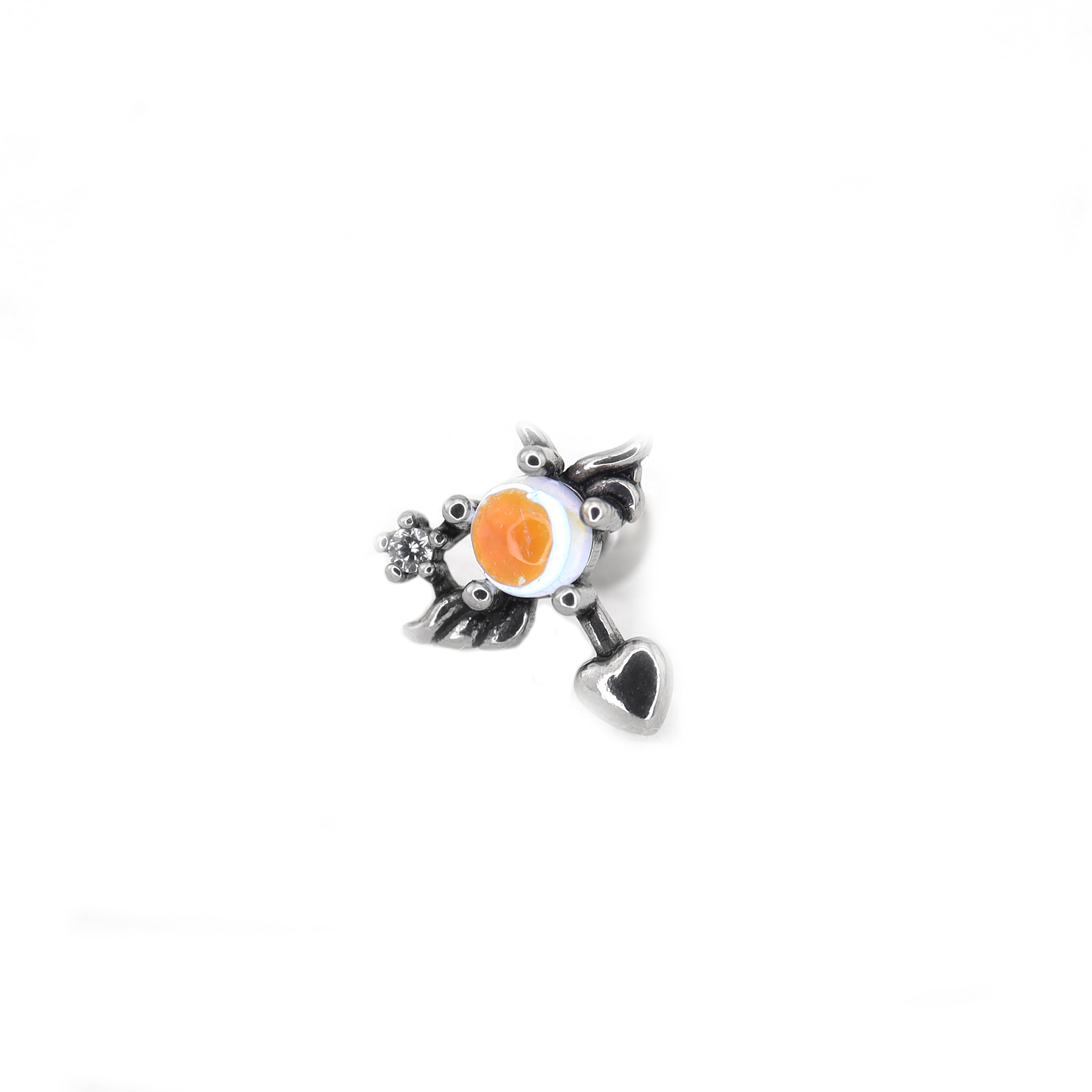 Heart Opal Wing stainless steel Ear Stud ph1