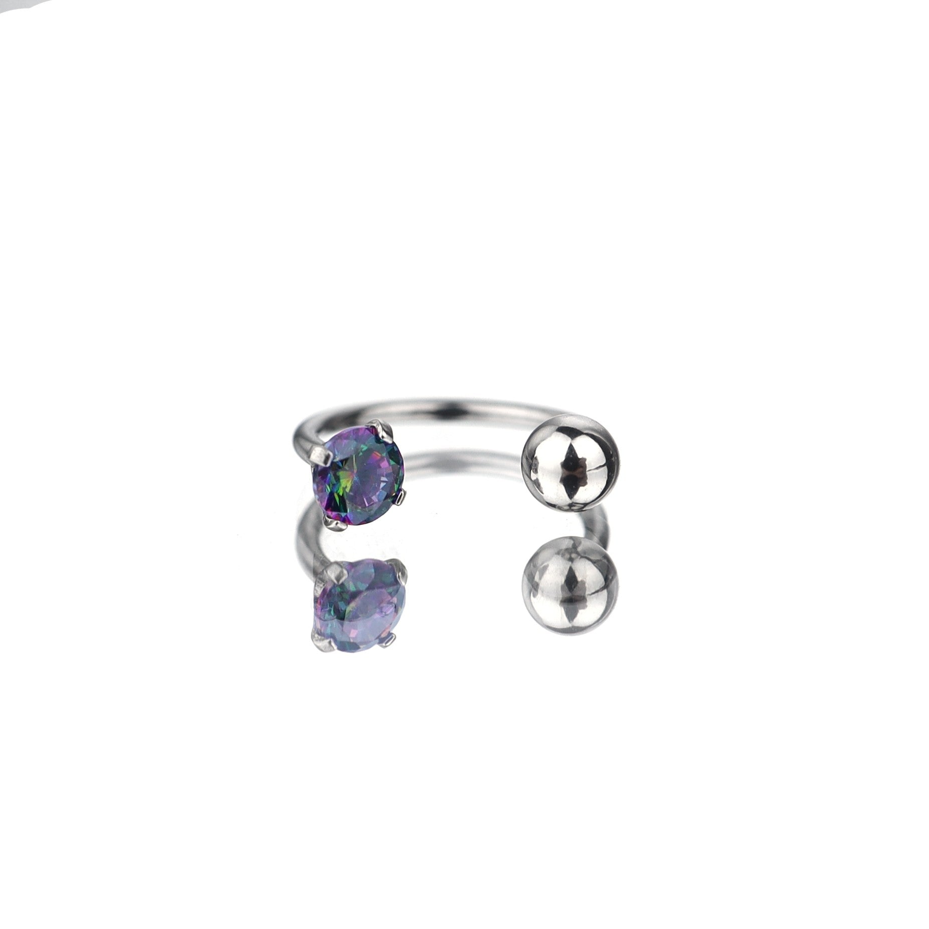 20G Thin Gauge CZ Horseshoe Ring