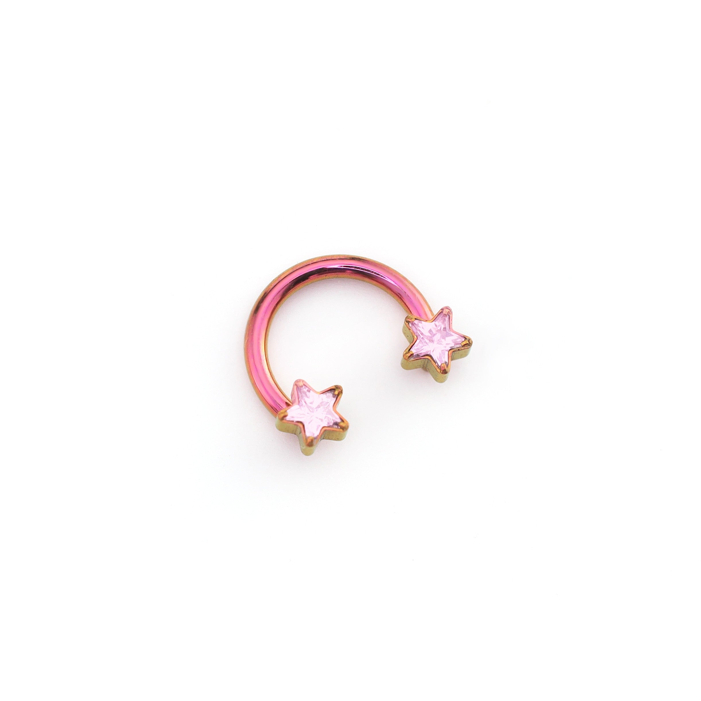 Star Shaped CZ Titanium Horseshoe Ring